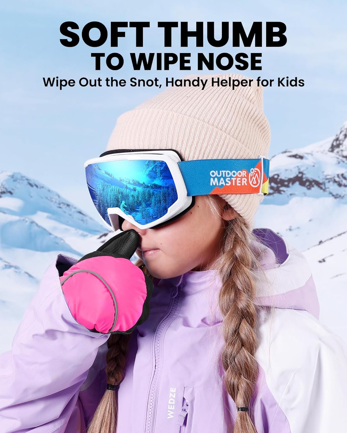 OutdoorMaster Kids Ski Mittens, Ski Winter Waterproof Thermal Snow Gloves for Boys & Girls, Skiing, Snowboard, Winter Sports - Image 4