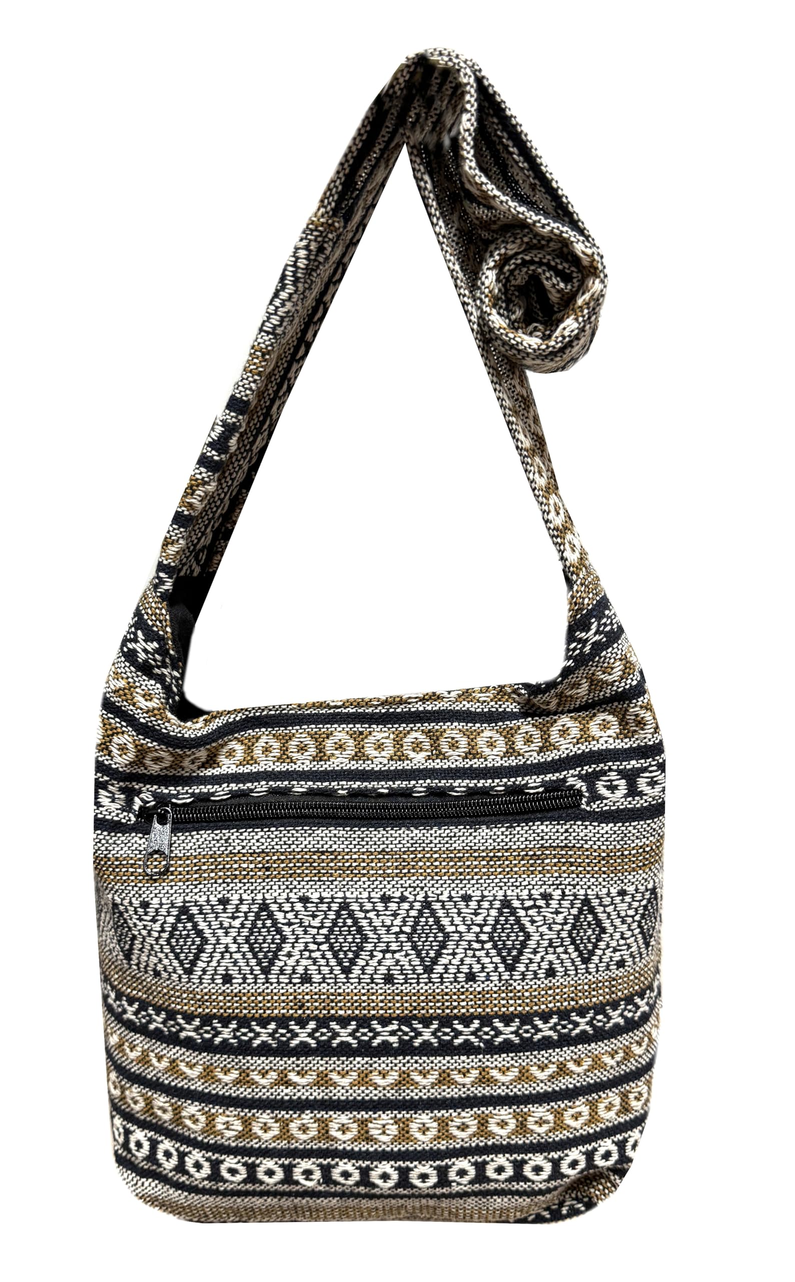 Small Aztec Messenger Bag - Handmade Woven Hippie Hobo Shoulder Handbag - Ikat Tribal Sling Purse for Women