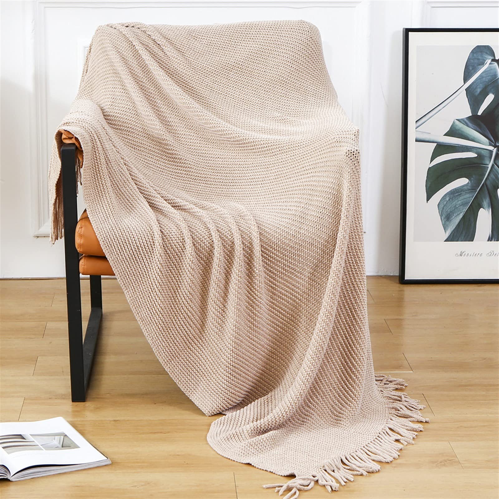 Couverture douce avec glands chaude pour canapé lit et salon cosy