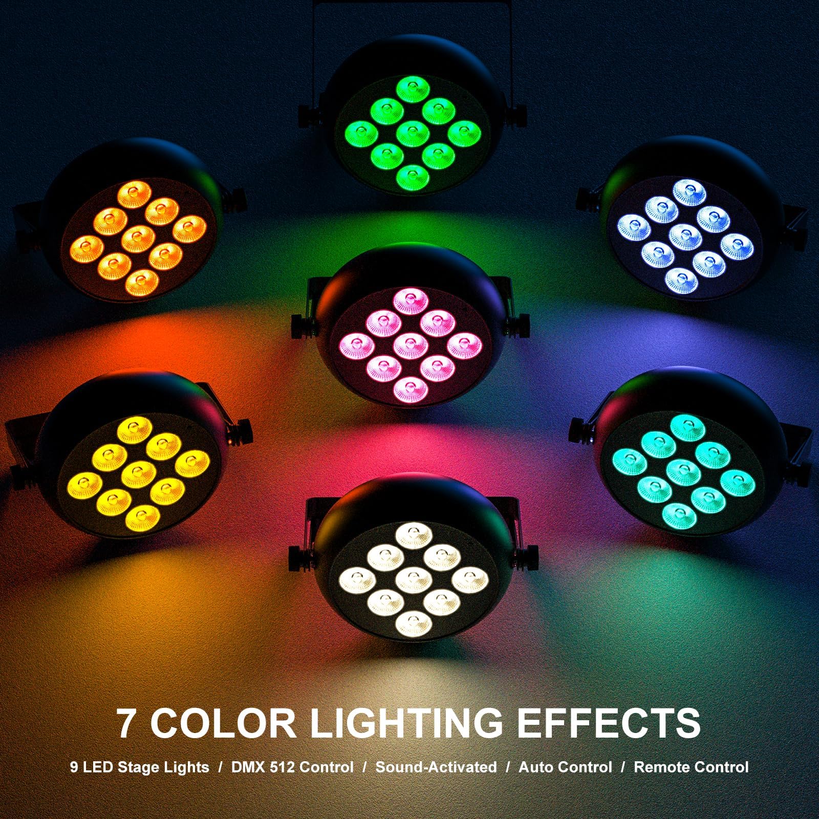 12PCS Par LED RGBW Luci del Palcoscenico, 9 LED Luci Discoteca DMX-5/8CH con Telecomando e 4 Modalità di Controllo, Faretti Par per DJ Discoteca Bar Feste Matrimoni Natale Haloween
