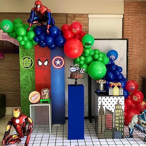 Miniatura 5 de Felice Arts Kit de guirnalda de globos temáticos de superhéroe con globos rojos, amarillos, azules, verdes, negros, para vengador, hierro, espide,