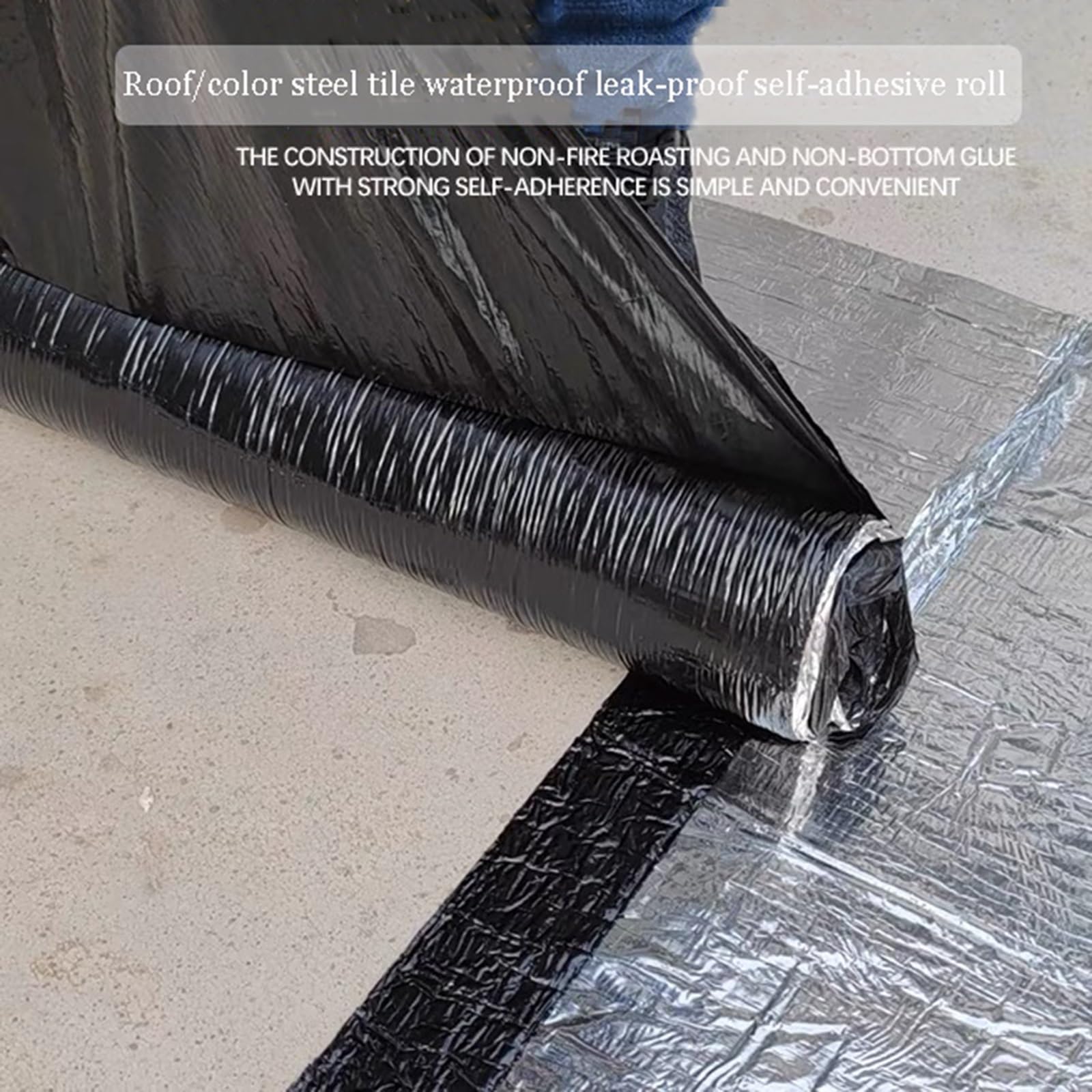 Rollo de membrana impermeabilizante autorreparable, material flexible de asfalto para parpadear, tuberías, sellado de grietas (1 m x 4 m)