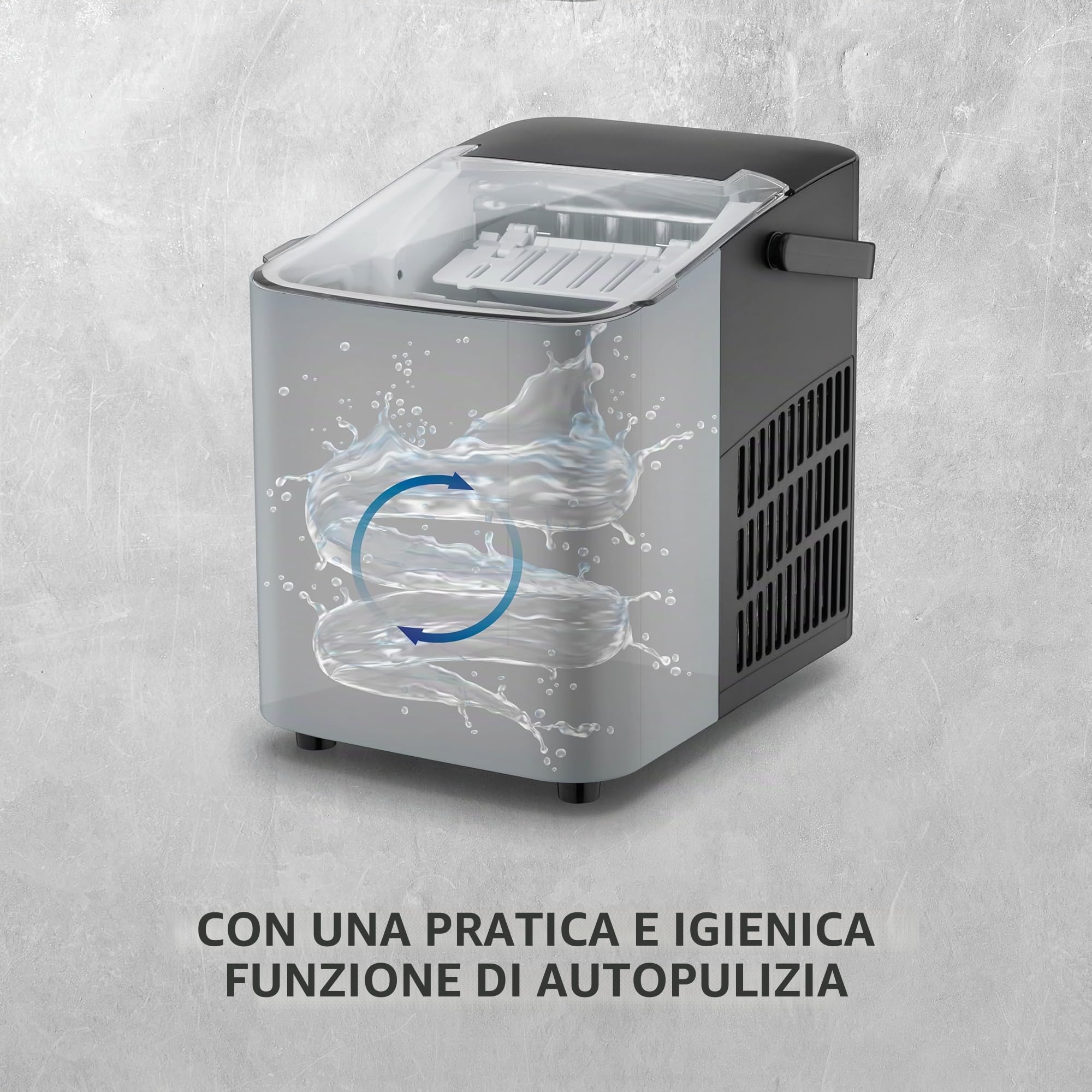 CASO IceChef compact - Macchina del ghiaccio autopulente, macchina per il ghiaccio con serbatoio da 1L, ideale per casa e cucina, produce ghiaccio in 6 minuti, fino a 12 kg in 24 ore, nero