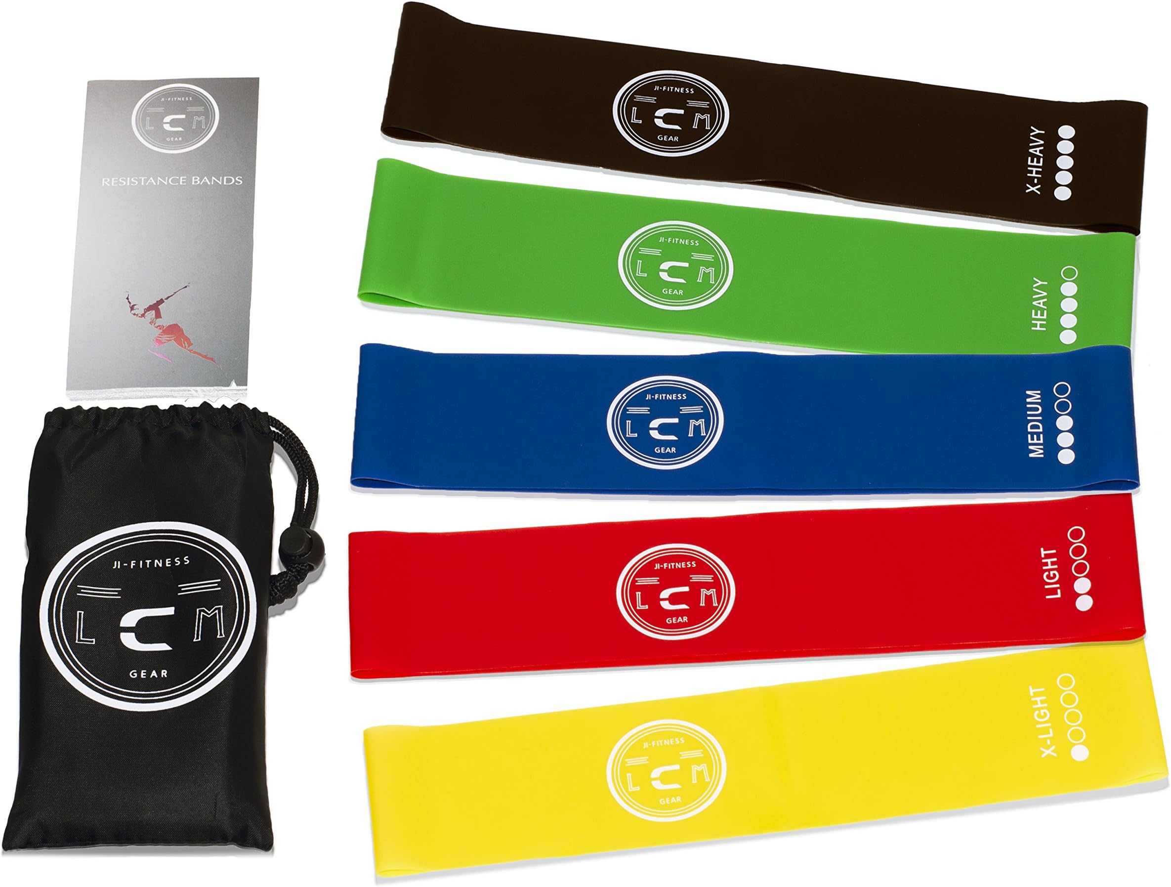 LCM 5 Set Resistance Exercise Loop Bands, for Strength, Yoga, Pilates, Mobility, Injury Rehabilitation, Core Training, Muscle Activation, Workout and Home Fitness