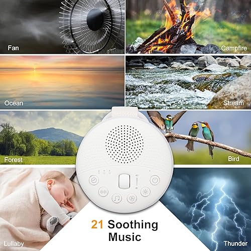 Miniatura 6 de Máquina de ruido blanco máquina de sonido portátil con luz nocturna suave para niños y adultos  Chupetes de sueño para bebés con 3 temporizadores,