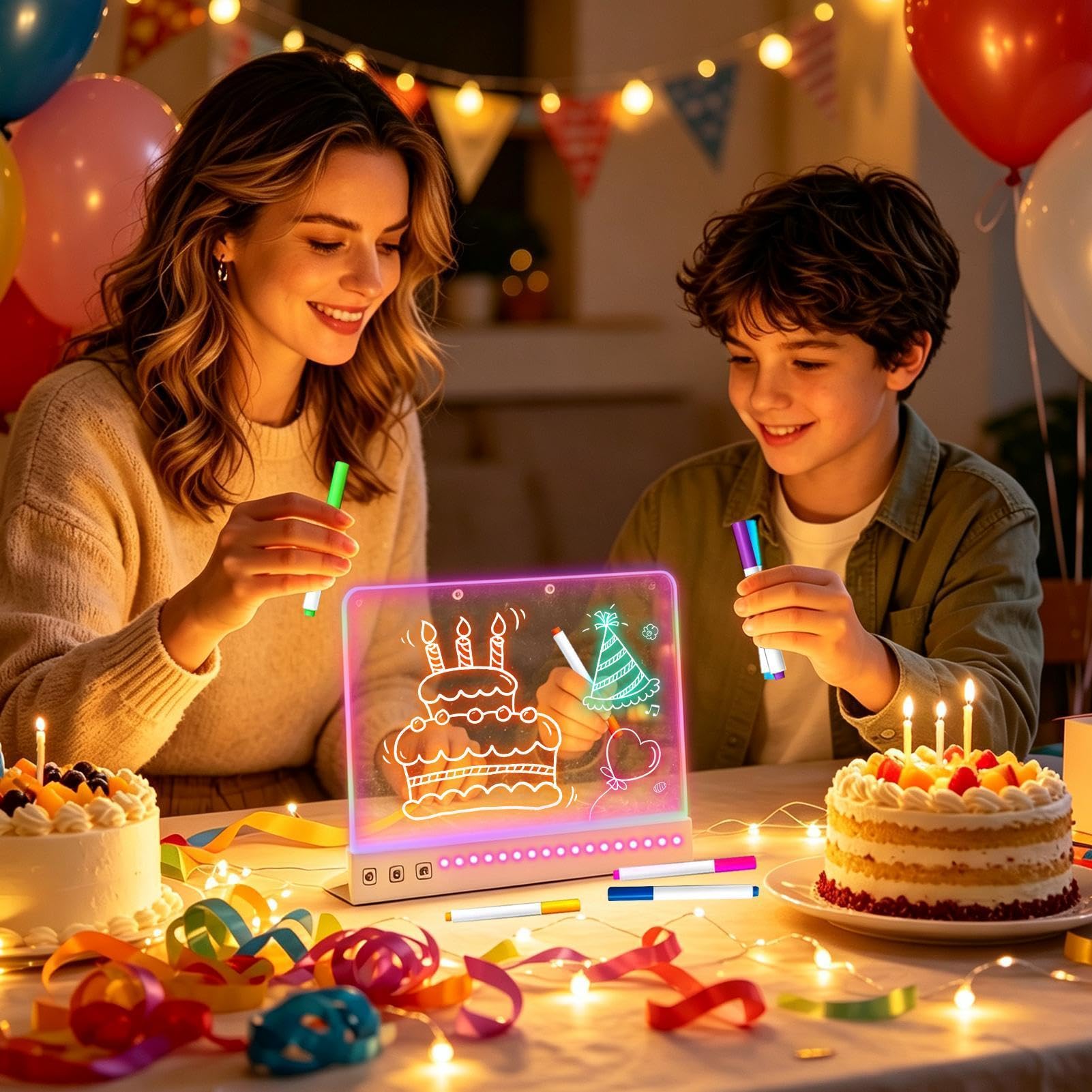 Pizarra de dibujo LED para niños Tableta De Escritura Recargable Borrable