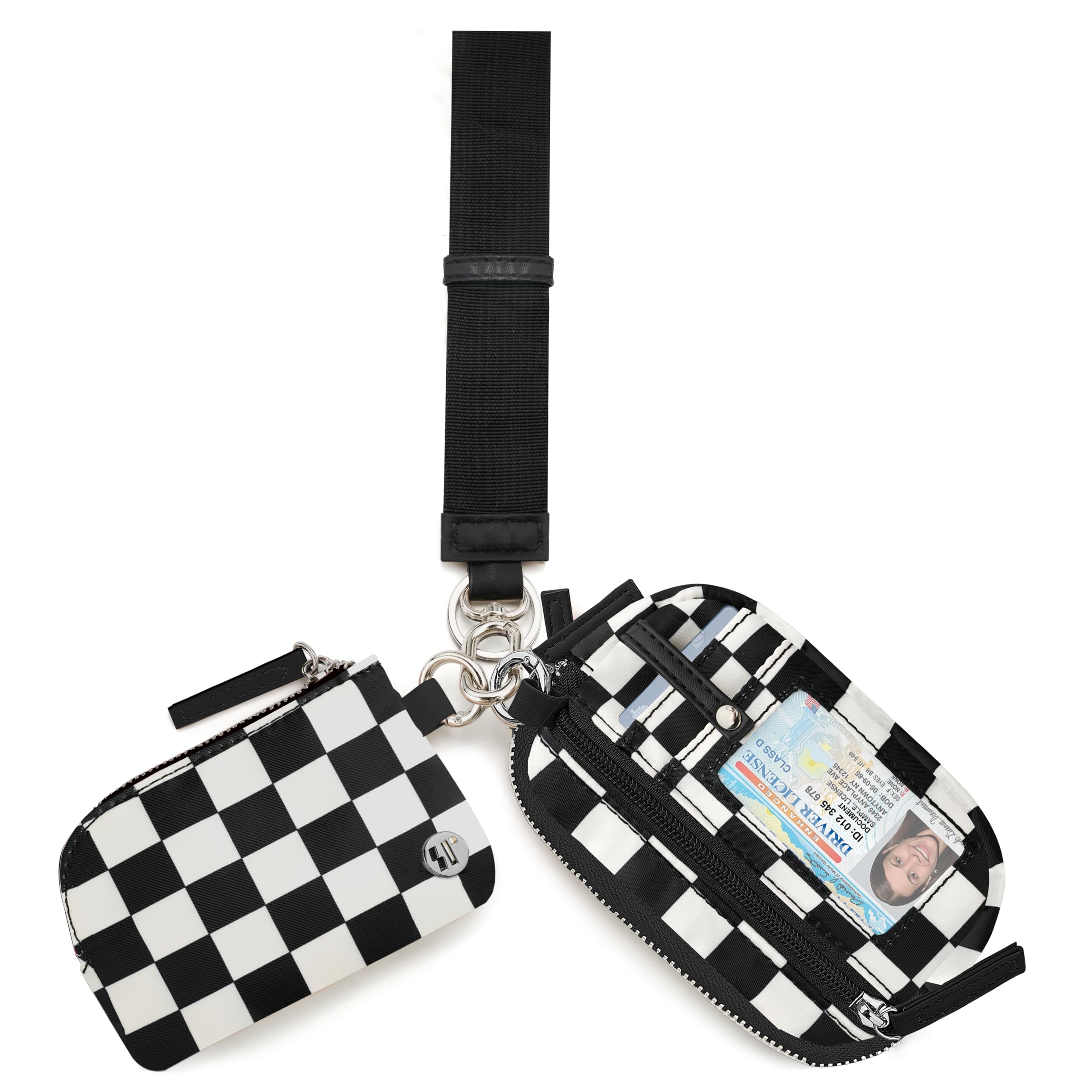Wallet Wristlet for Women, RFID Wallet Keychain with Dual Pocket
