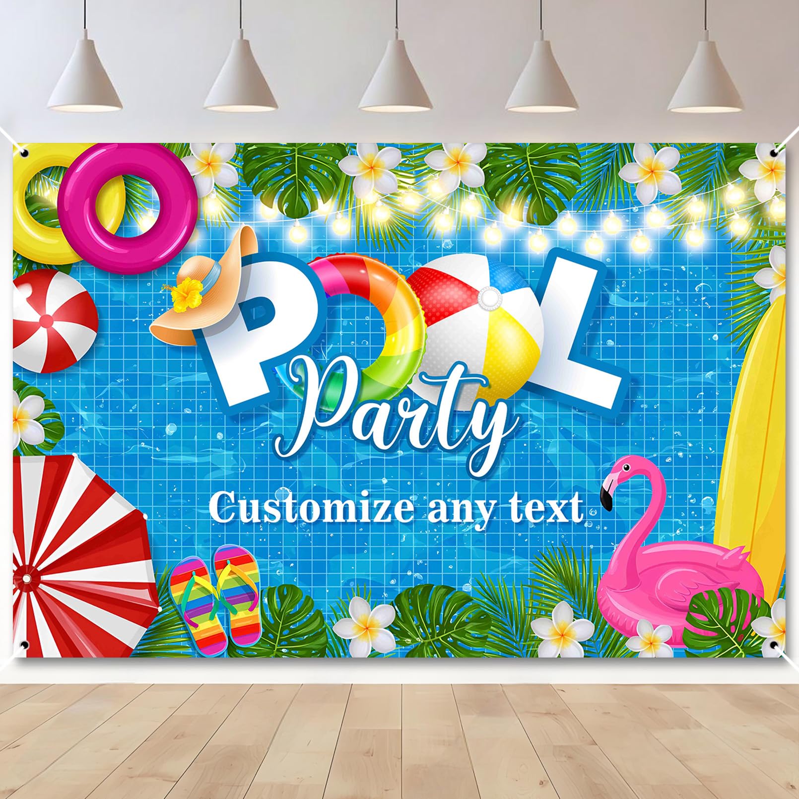 Custom Pool Party Banner Add Photo Name Age Party Banner Decor — image 1