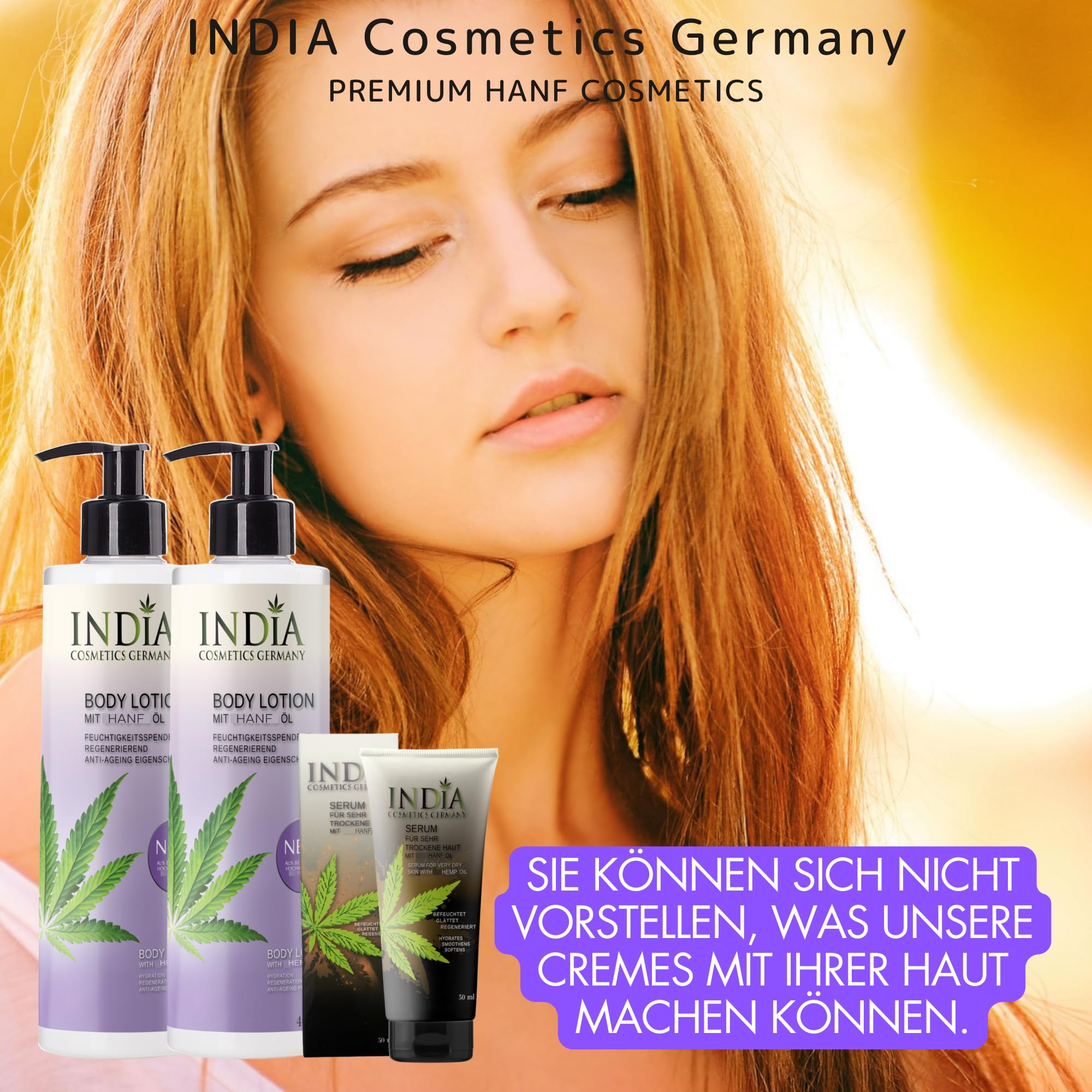 Bodylotion Doppelpack mit Hanfsamenöl – 2 x 400 ml XXL Körperlotion ohne Parabene inkl. Serum Hautcreme, feuchtigkeitsspendende Pflege für geschmeidige Haut