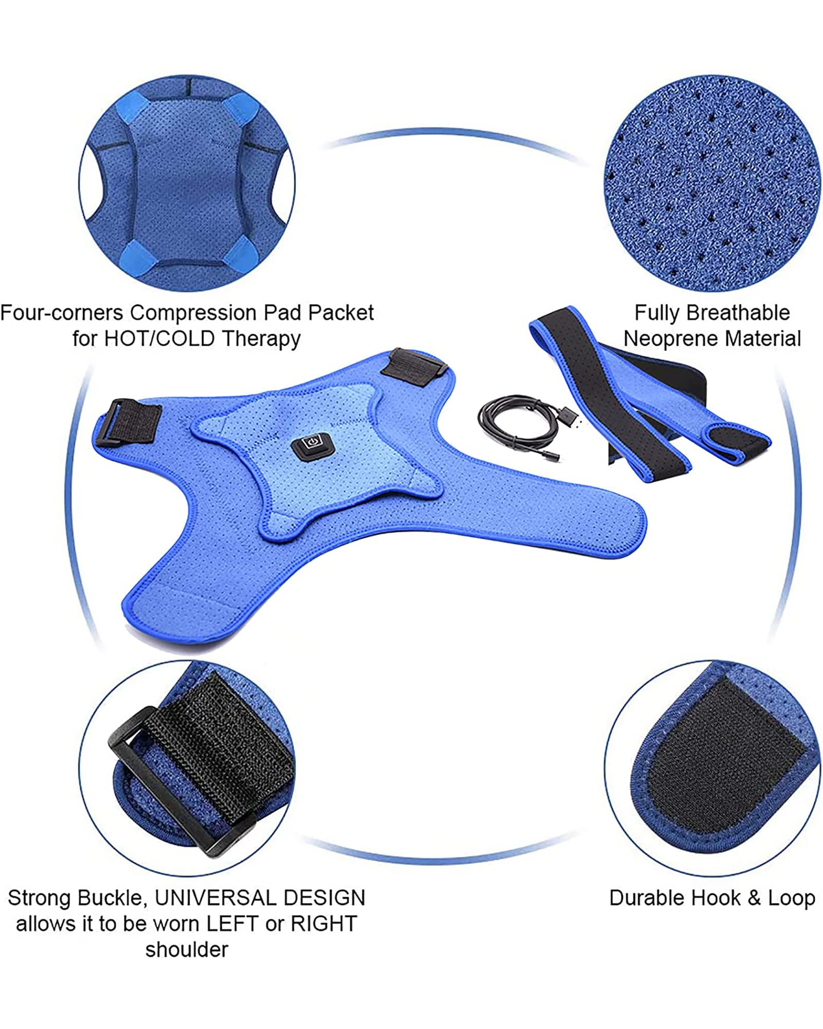 Przenośny podgrzewany stabilizator barku USB elektryczny stabilizator barku poduszka grzewcza regulowany owijka kompresyjny mankiet rotacyjny łagodzący ból