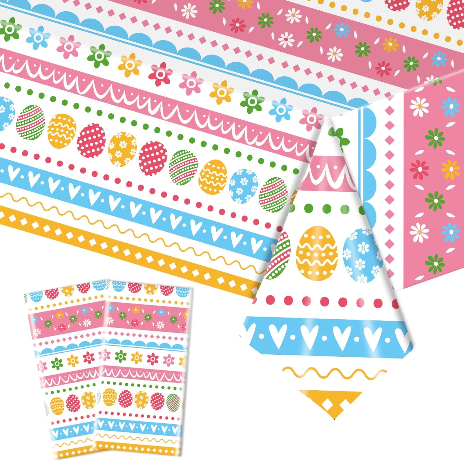 2 tovaglie pasquali, 137 x 274 cm, tovaglia per feste pasquali, decorazione da tavola in plastica impermeabile, per Pasqua, bambini, adulti, decorazione per la tavola