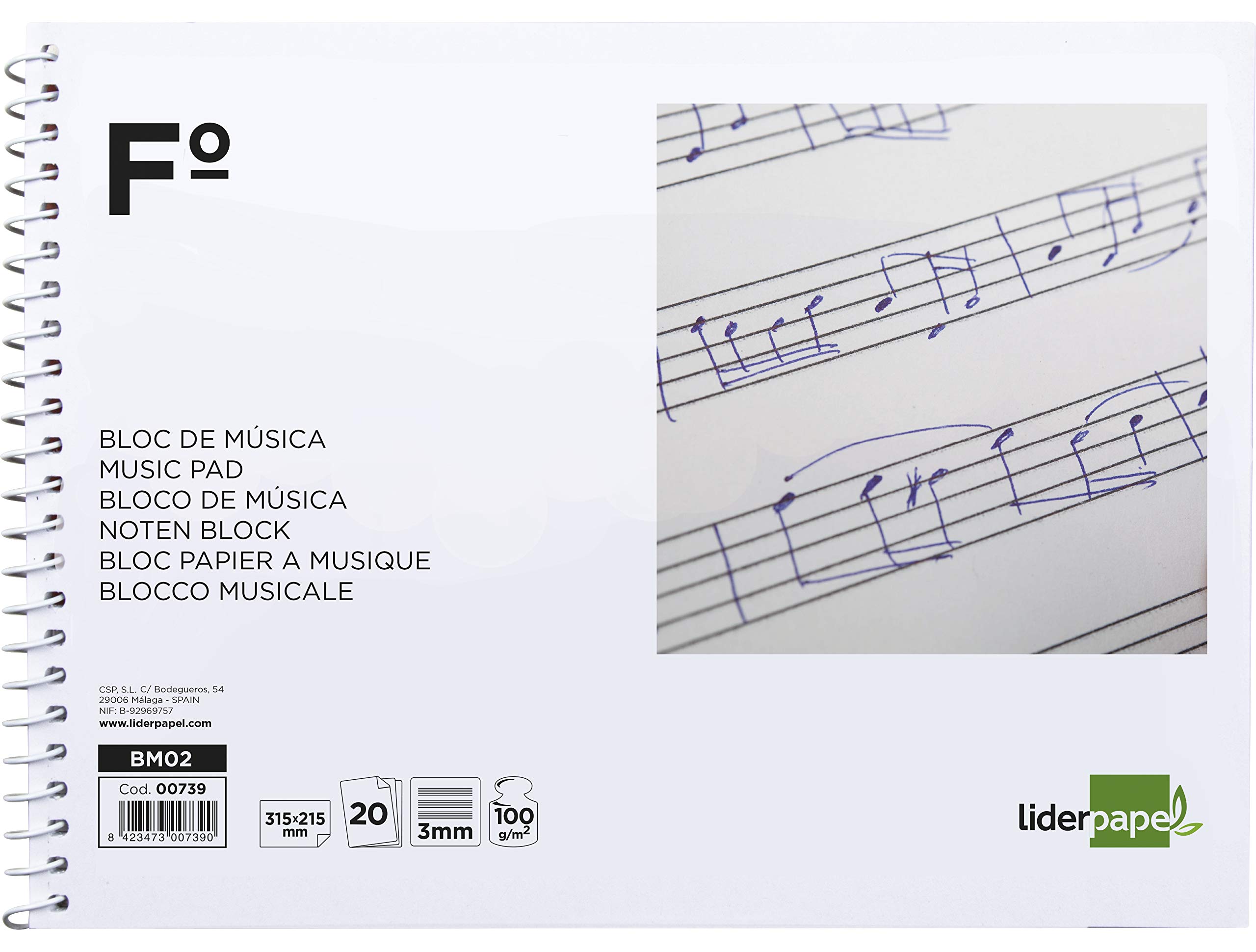 LED Paper Pad Music Pentagram 3Mm Folio Landscape 20 Sheets 100G/M2 3