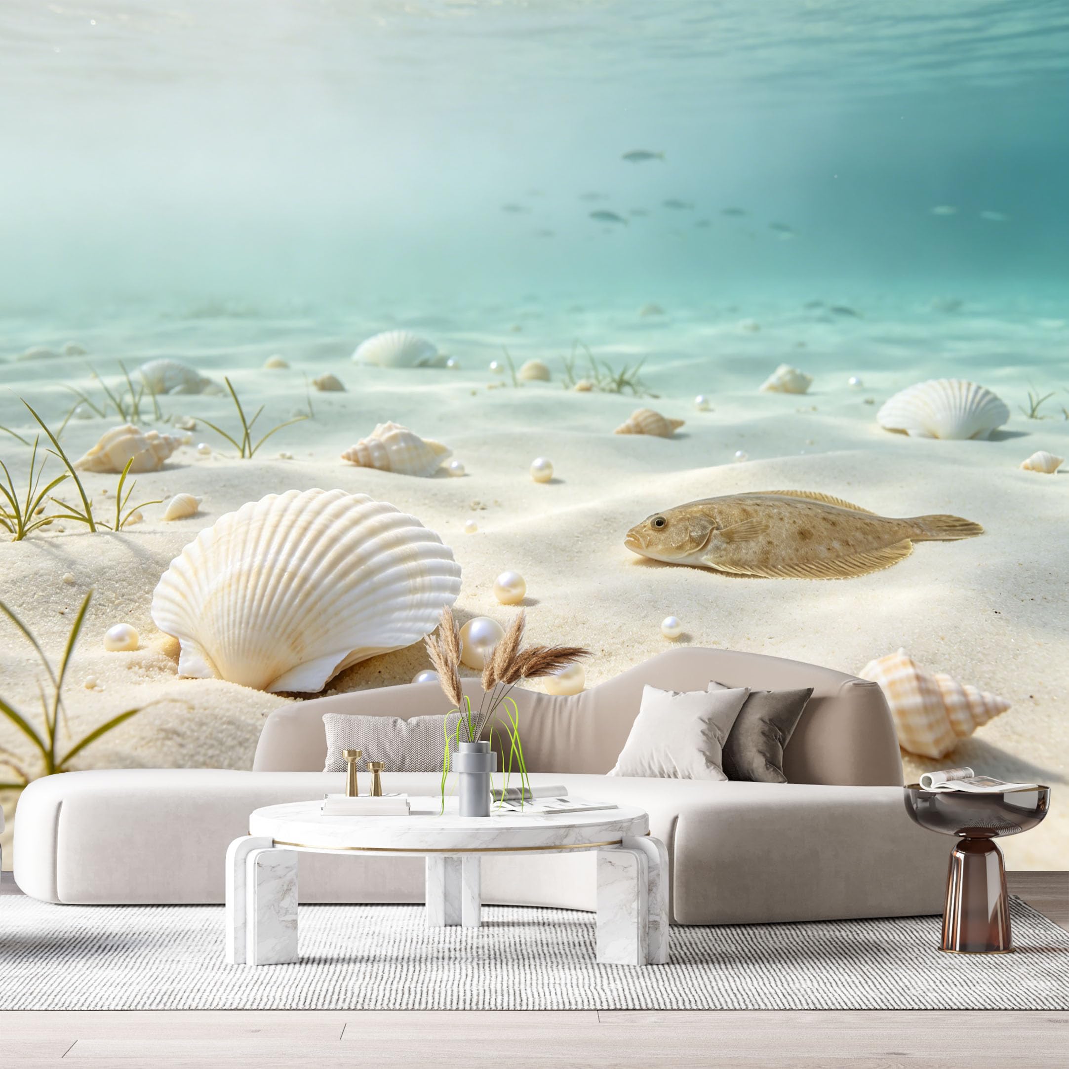 Custom Size Wall Murals Coastal Ocean Marine Underwater Scene Seashells Pearls SelfAdhesiveWall Fabric Removable Wallpaper Wall Decor for Living Room Bedroom Bathroom