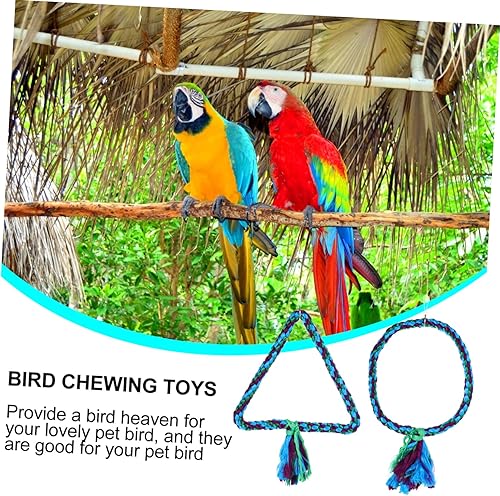 Miniatura 7 de POPETPOP Juguete de columpio de loro para mascotas, juguetes para escalar, juguetes de guacamayo, perca, pájaro, columpio, cuerda para masticar,