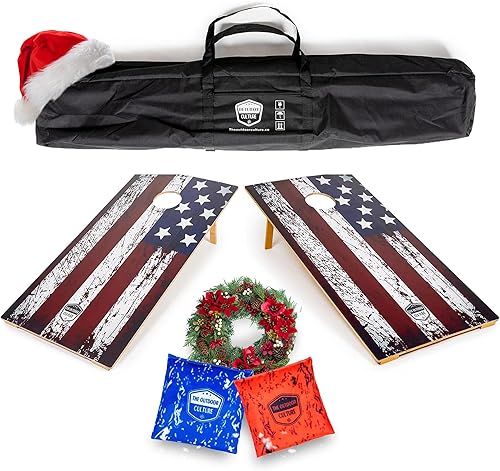The Outdoor Culture Juego plegable de Cornhole Juego al aire libre para césped, patio trasero, playa y portón trasero El juego incluye 8 bolsas de