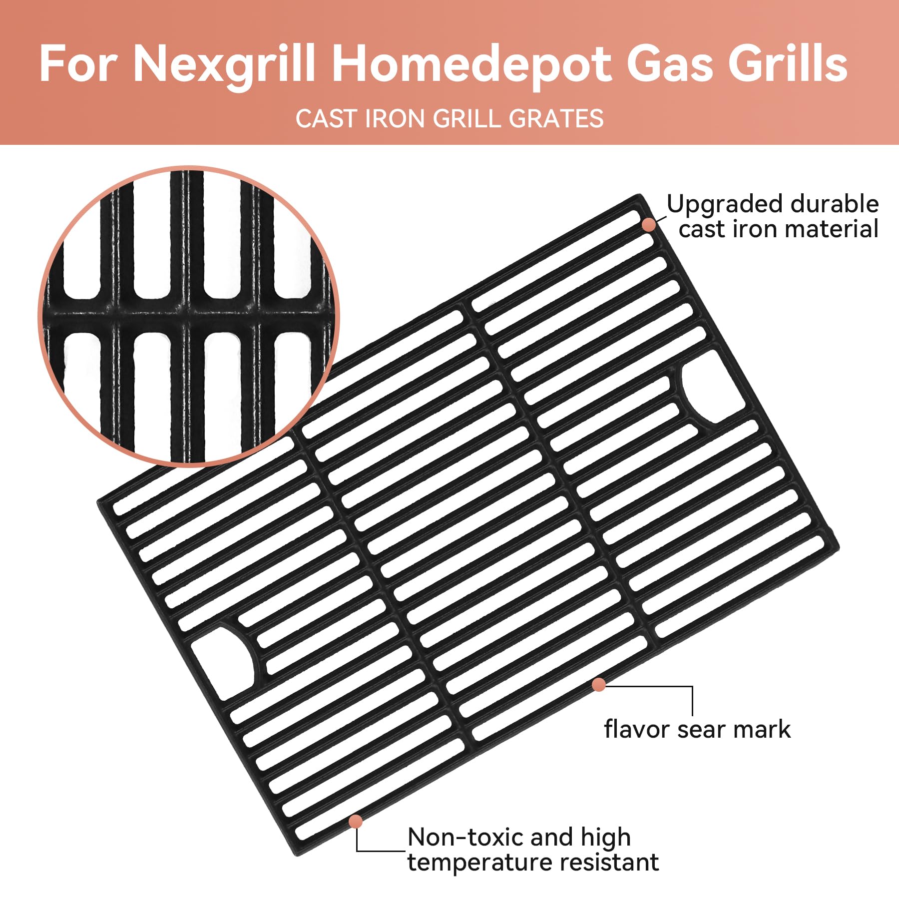17inch Grill Grates for Nexgrill 6 Burner 7200896B 7200896E 7200898