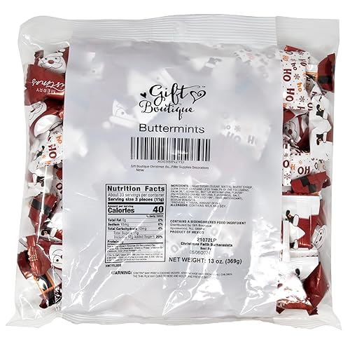 Miniatura 6 de Gift Boutique Bolsas de dulces de menta y mantequilla de Navidad, 100 unidades envueltas individualmente, bolsas de 13 onzas, golosinas de dulces,