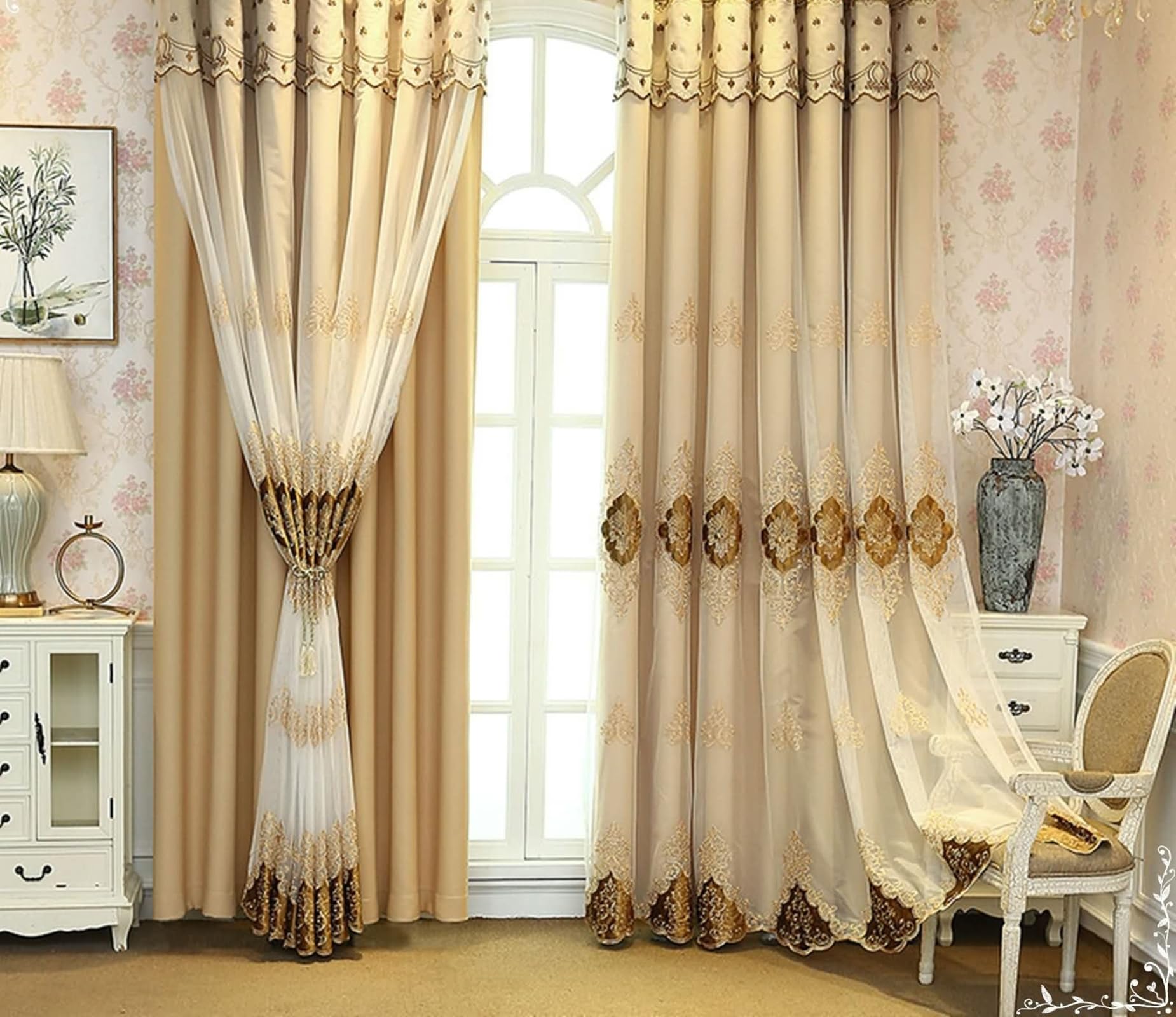 Rideau fenetres salon Beydodo en tissu occultant kaki de qualité supérieure