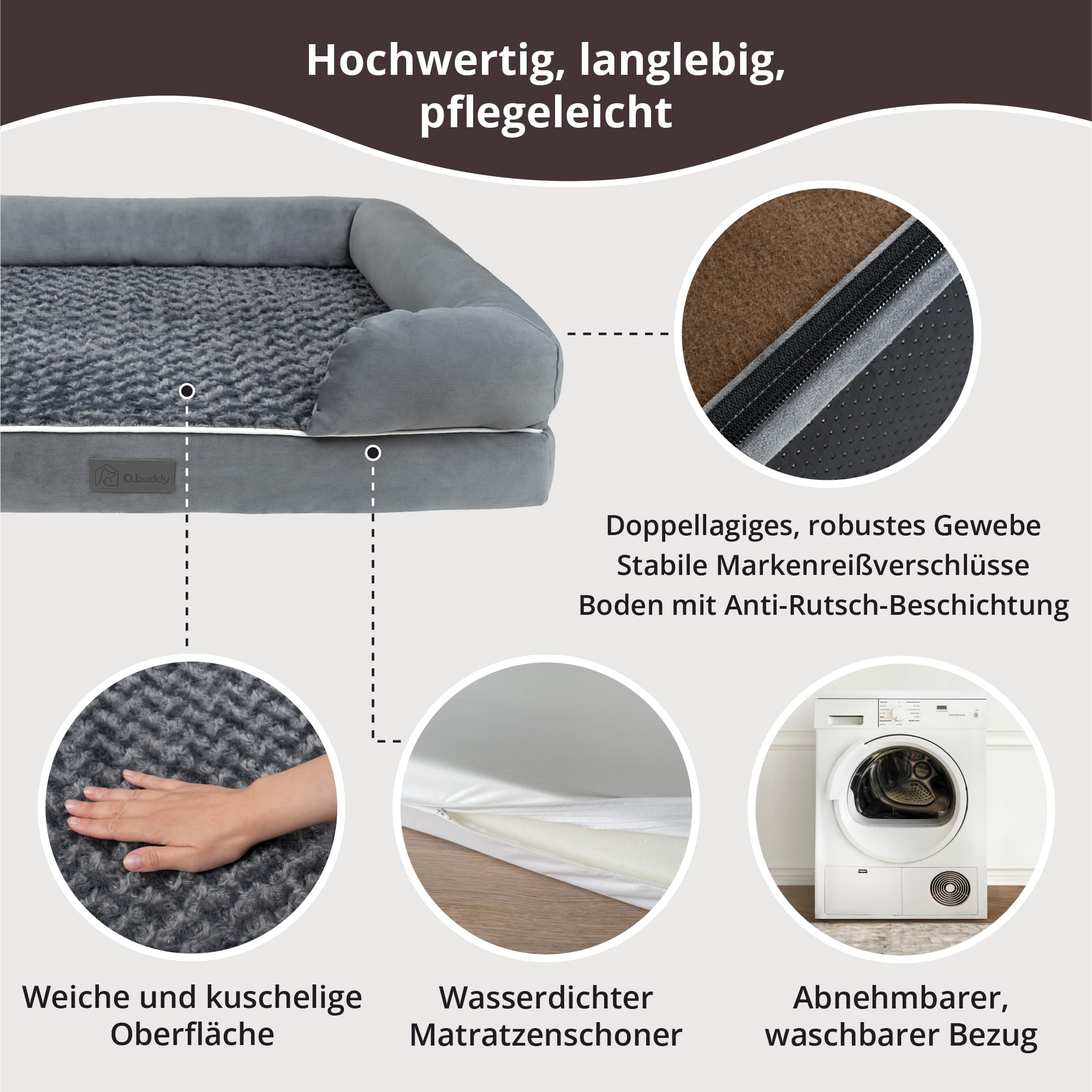 Sofá cama ortopédico extragrande impermeable de espuma viscoelástica para perro, funda extraíble lavable, duradera, piel suave antiansiedad, cama ortopédica para perros XL, 111 x 86 x 25 cm,