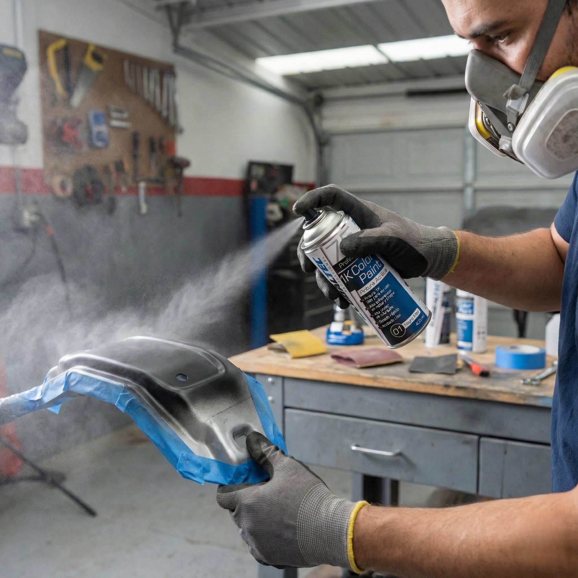 Spray Pintura Acrílica Negro Mate 1K 400 ml — Alta Cobertura, Secado Rápido, Adherencia Superior en Metal, Chapa, Llantas, Plástico y Bricolaje