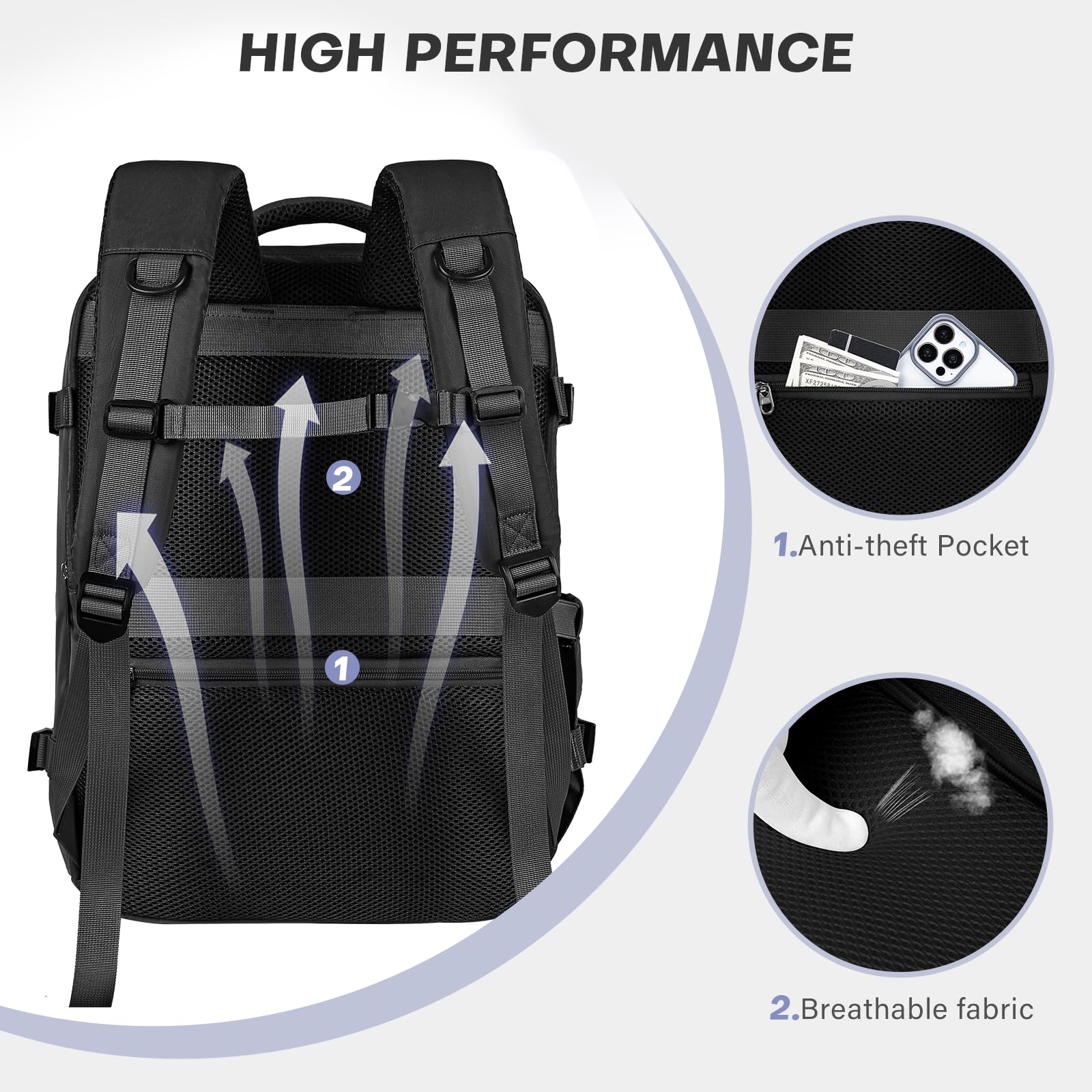 Xkdoai Zaino 45x36x20 per Easyjet, Bagaglio a Mano Dimensioni adatte Borse Cabina Valigia Zaini Casual Unisex Borsone da Viaggio Impermeabile Casual Daypack per Scuola Trekking Lavoro