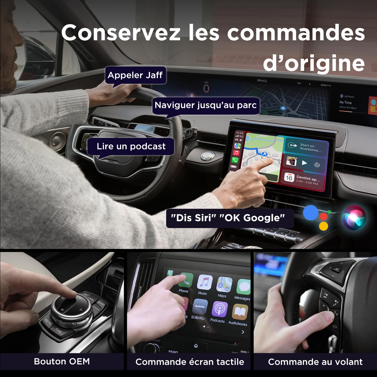 MSXTTLY Adaptateur CarPlay sans Fil Android Auto - U2AC-01 Transforme CarPlay & Android Auto Filaire en sans Fil, Compatible avec iPhone 12–17 Pro Max & Android 11+, USB-C/A, Noir