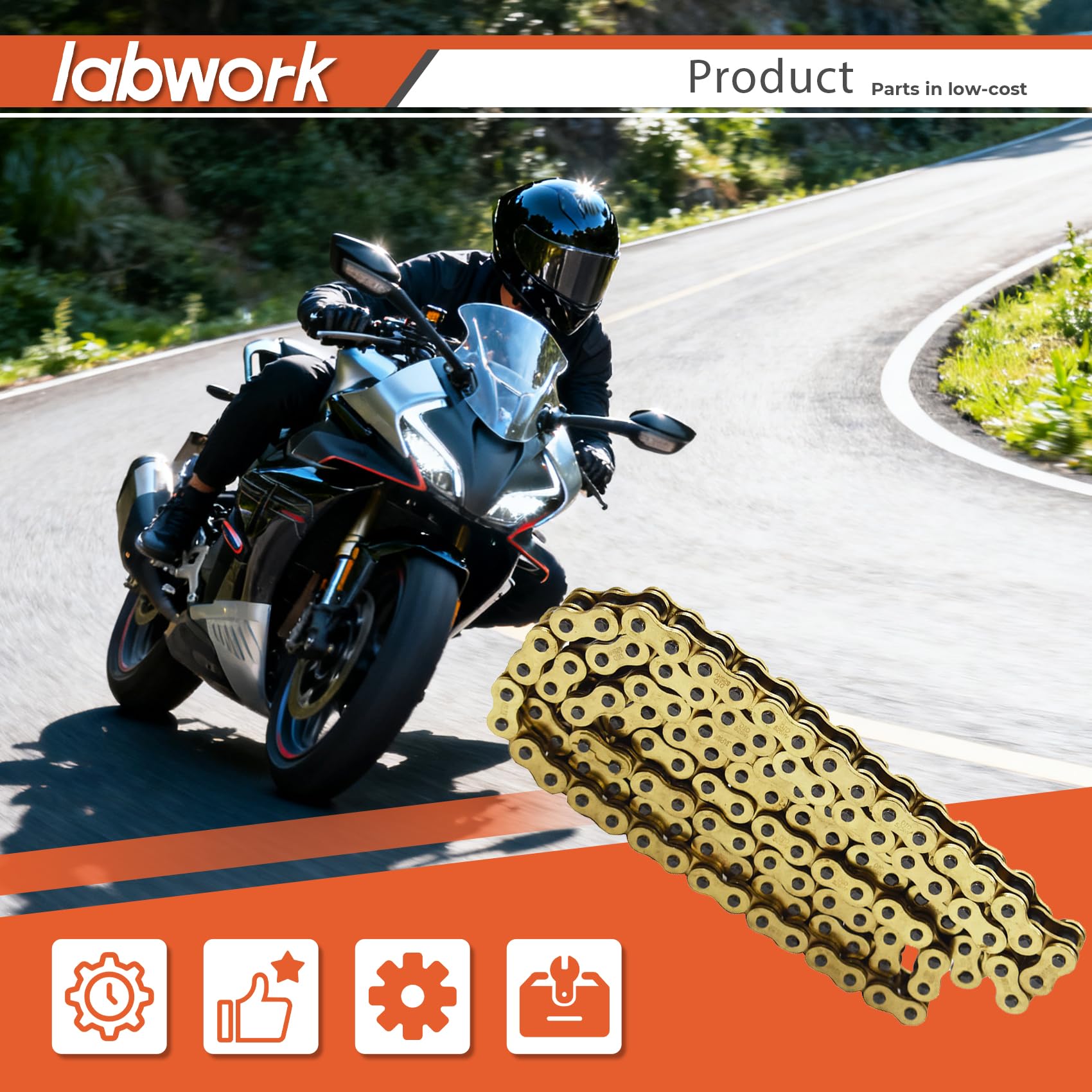 Amazon.com: labwork Drive Chain Gold Color with O-Ring 525-120