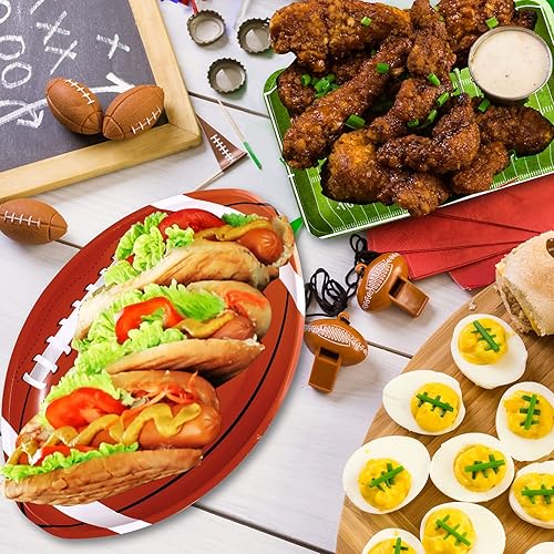 Miniatura 4 de Cunhill Bandejas de fiesta de fútbol americano, platos reutilizables para alimentos, bandeja de postre para suministros de fiesta de fútbol,