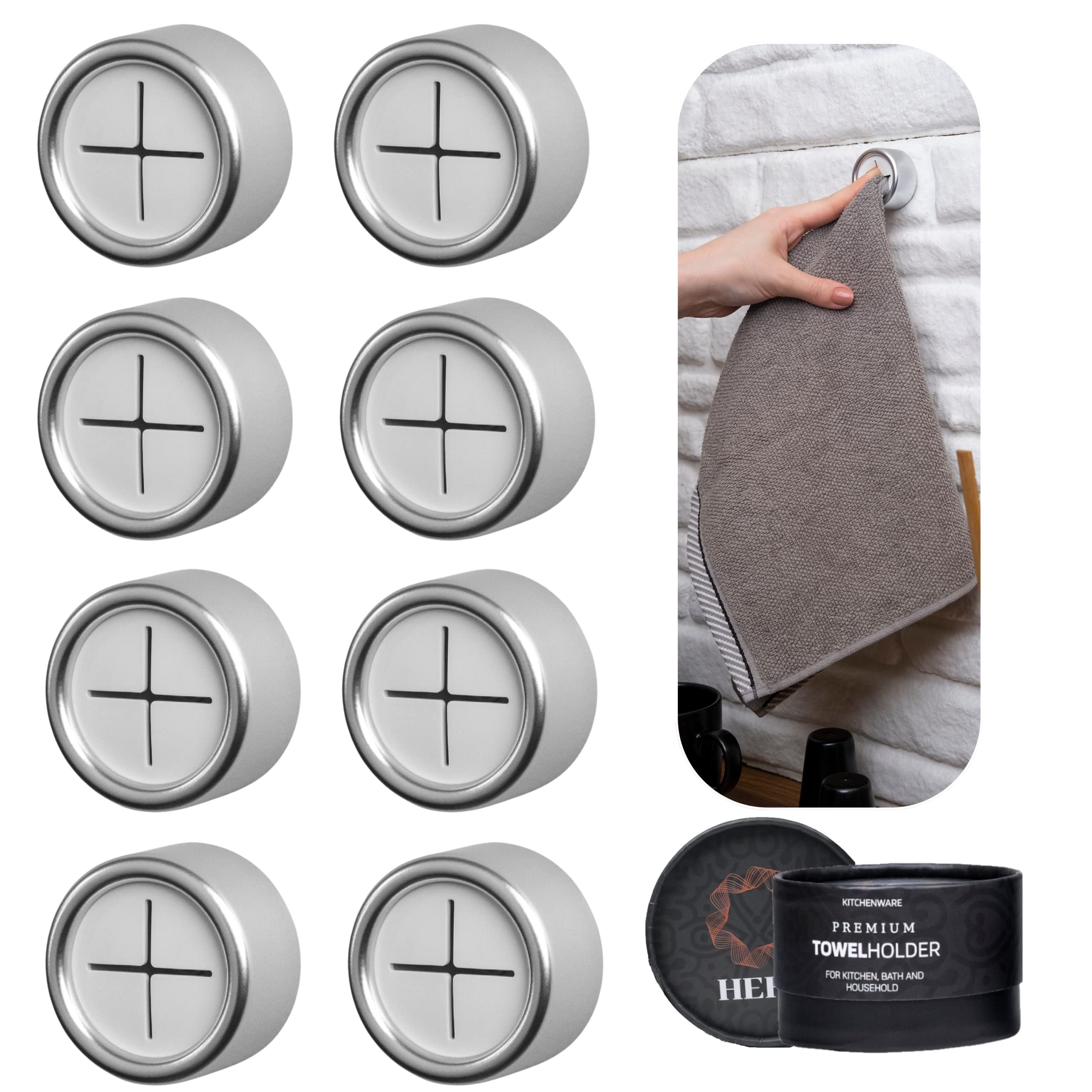 HEFATowel Hooks, Towel Holder, Dish Towel Holder, Kitchen Organization, Kitchen Towel Hook, Kitchen Towel Holder, Hand Towel Holder, Kitchen Gadgets 8 Pack Eco