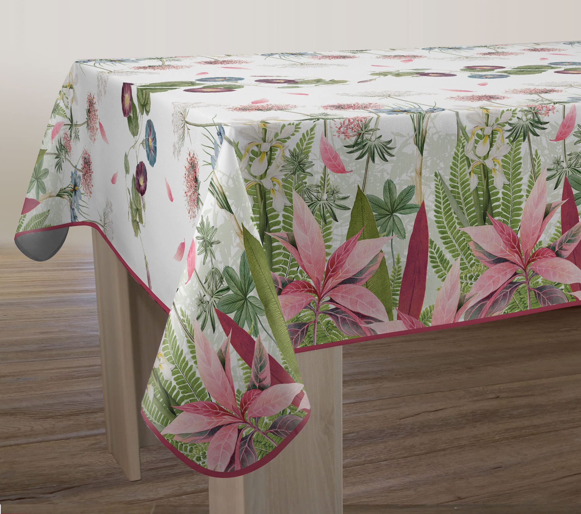 Le linge de Jules Ipomée Stain-Resistant Tablecloth Rectangular 150 x 300 cm, Pink, Green, Blue, Plum, 118.1 x 59.1 inch (Rectangular) - Image 3
