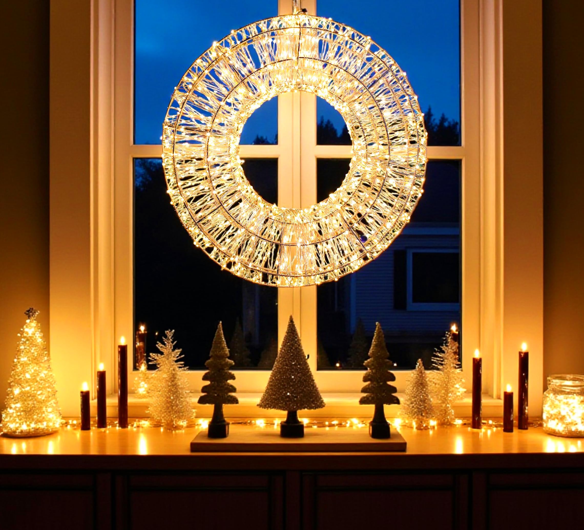 LED Leuchtkranz 800 LED 50 cm mit Timer Lichterkranz Weihnachtskranz Weihnachtsbeleuchtung Deko Kranz Deluxe