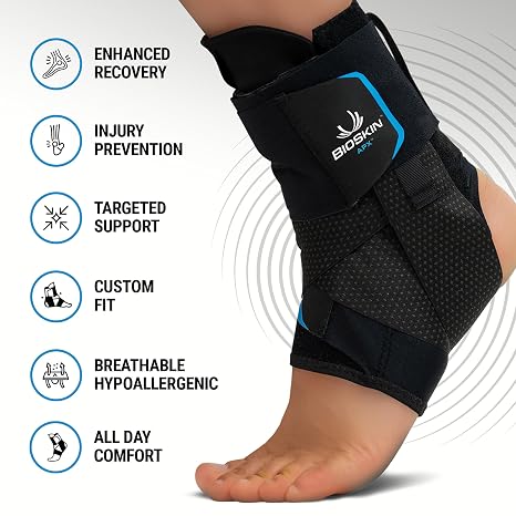 BioSkin No-Lace Ankle Brace for Sprained Ankle & Pickleball APX