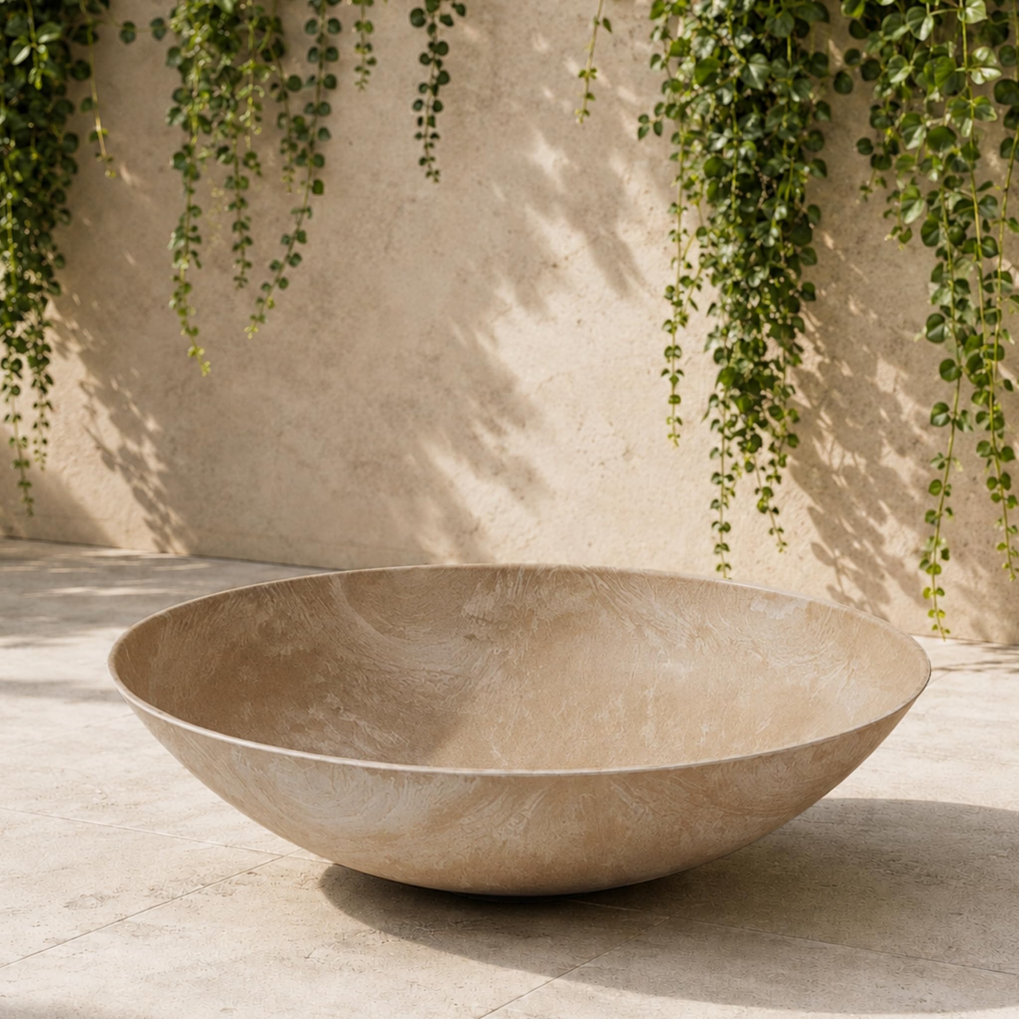 matches21 HOME & HOBBY Large Outdoor Plant Pot 45 cm - Beige Sand Marbled as Weatherproof Flower Pot - Decorative Bowl — image 1
