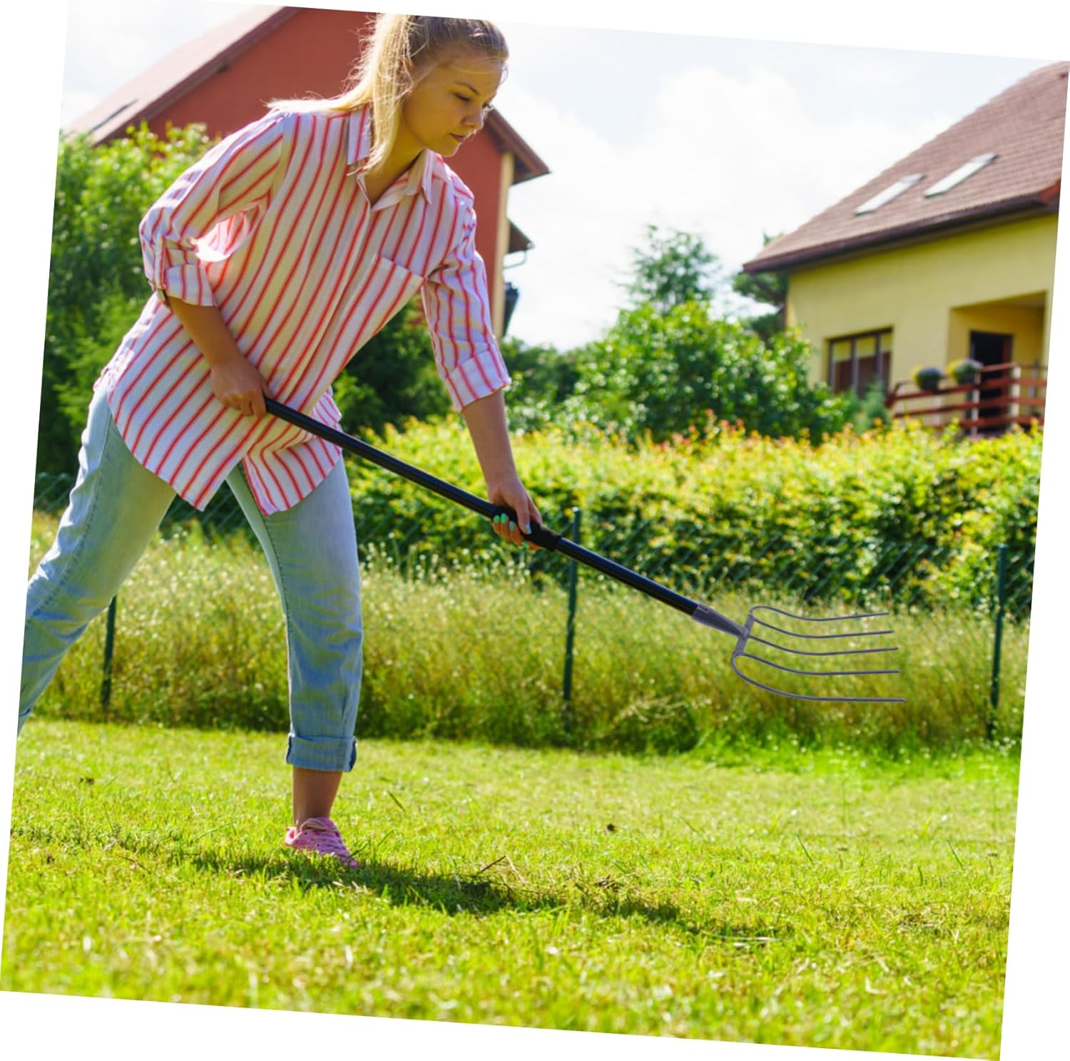 Handheld Manure Fork Durable Multi-Functional Garden Tool for Maintenance and Waste Management Rural Areas Resistant Design for Heavy Use