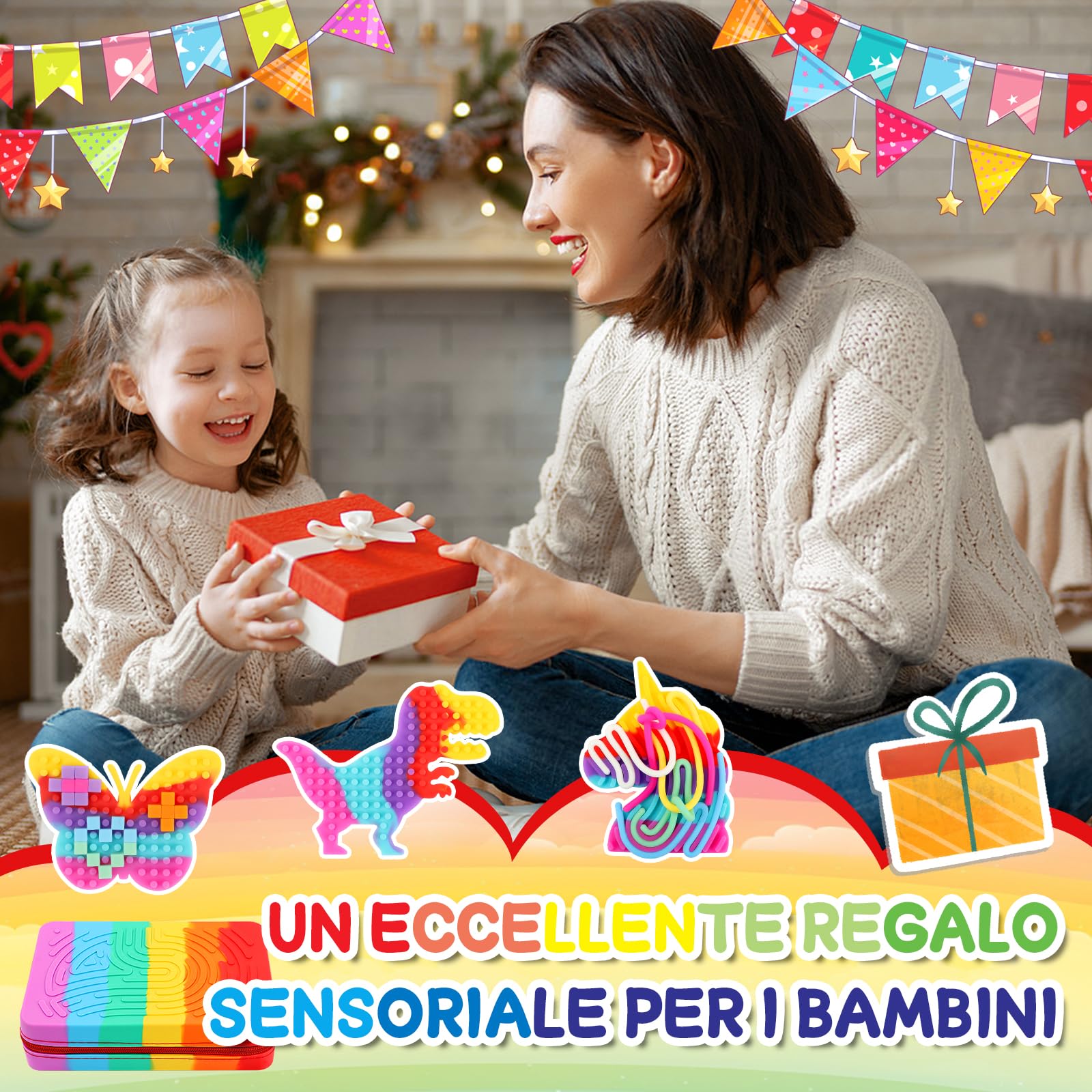 JONRRYIN Silicone Sensory Activity Board, 3 Giocattolo Sensoriale Fidget Toys in Silicone per ADHD, Autismo, Antistress, Ansia, Regali per Bambini di 3 Anni e Adulti con Borsa da Viaggio e 20 Corde