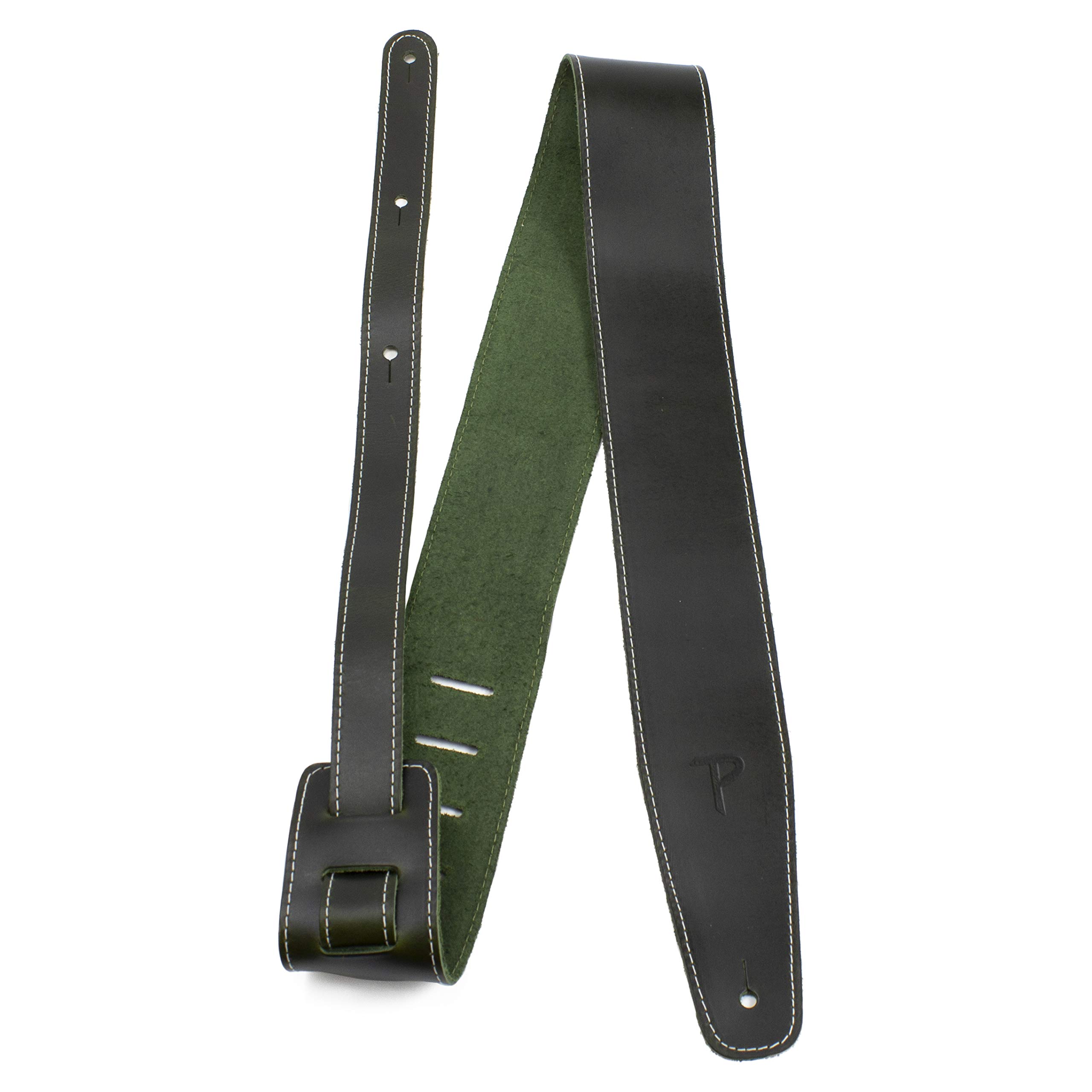 Perri's Leathers Ltd. - Tracolla per Chitarra - Pelle di Baseball (serie) - Verde - Regolabile - Per Chitarre Acustiche/Elettriche/Bassi - Fabbricata in Canada (SP25S-7052)