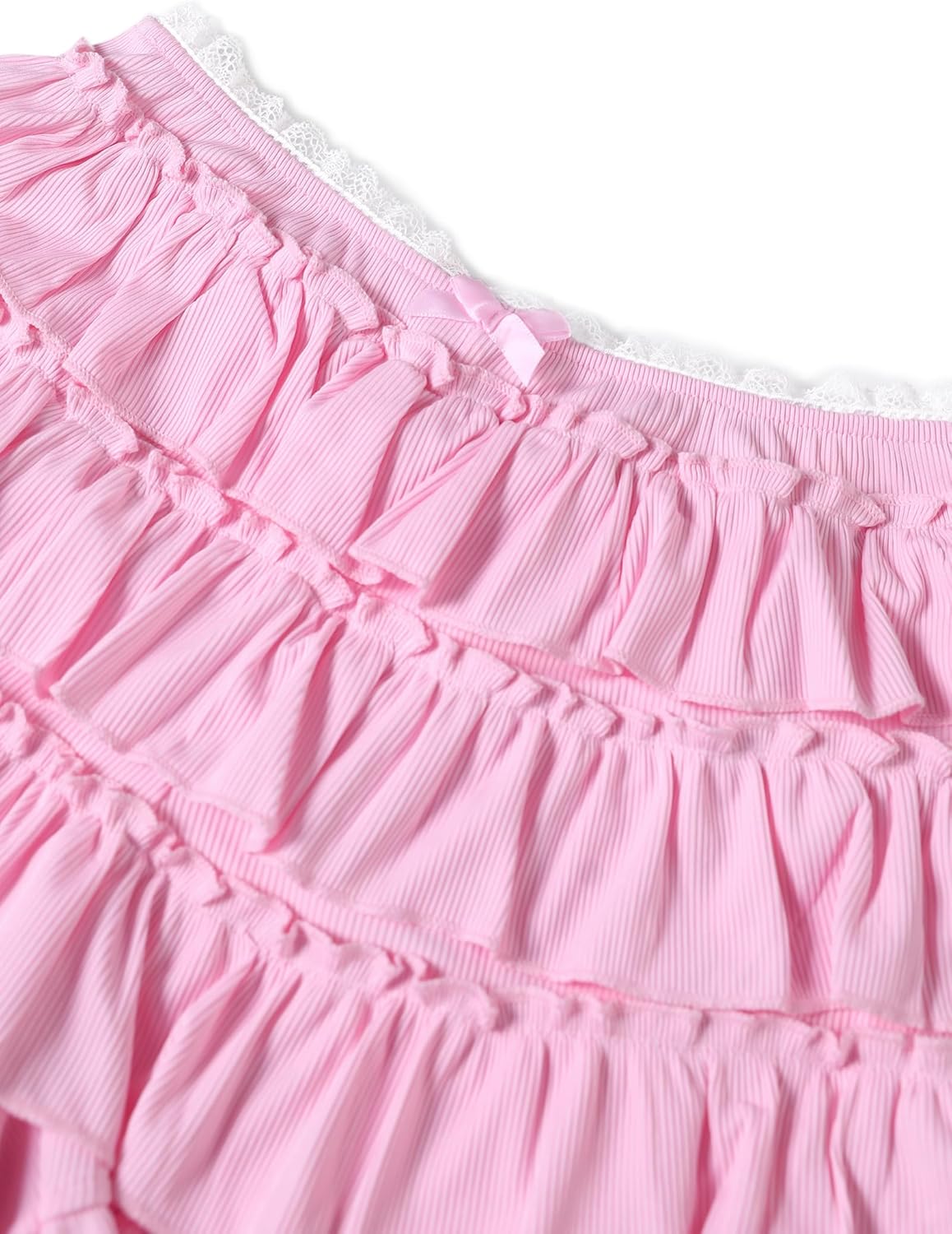 SOFIA'S CHOICE Women Ruffle Shorts Plaid Elastic Waist Low Rise Cute Layered Gingham Bloomers Mini Shorts - Image 3