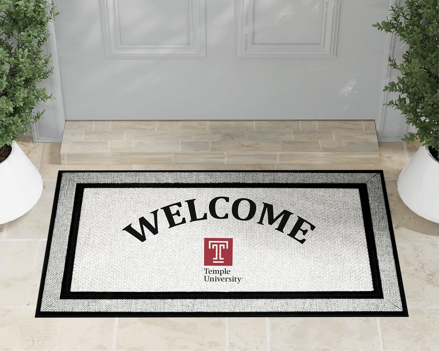 KH Sports Fan 18x30 Gray Temple Owls Welcome Doormat NCAA Rug