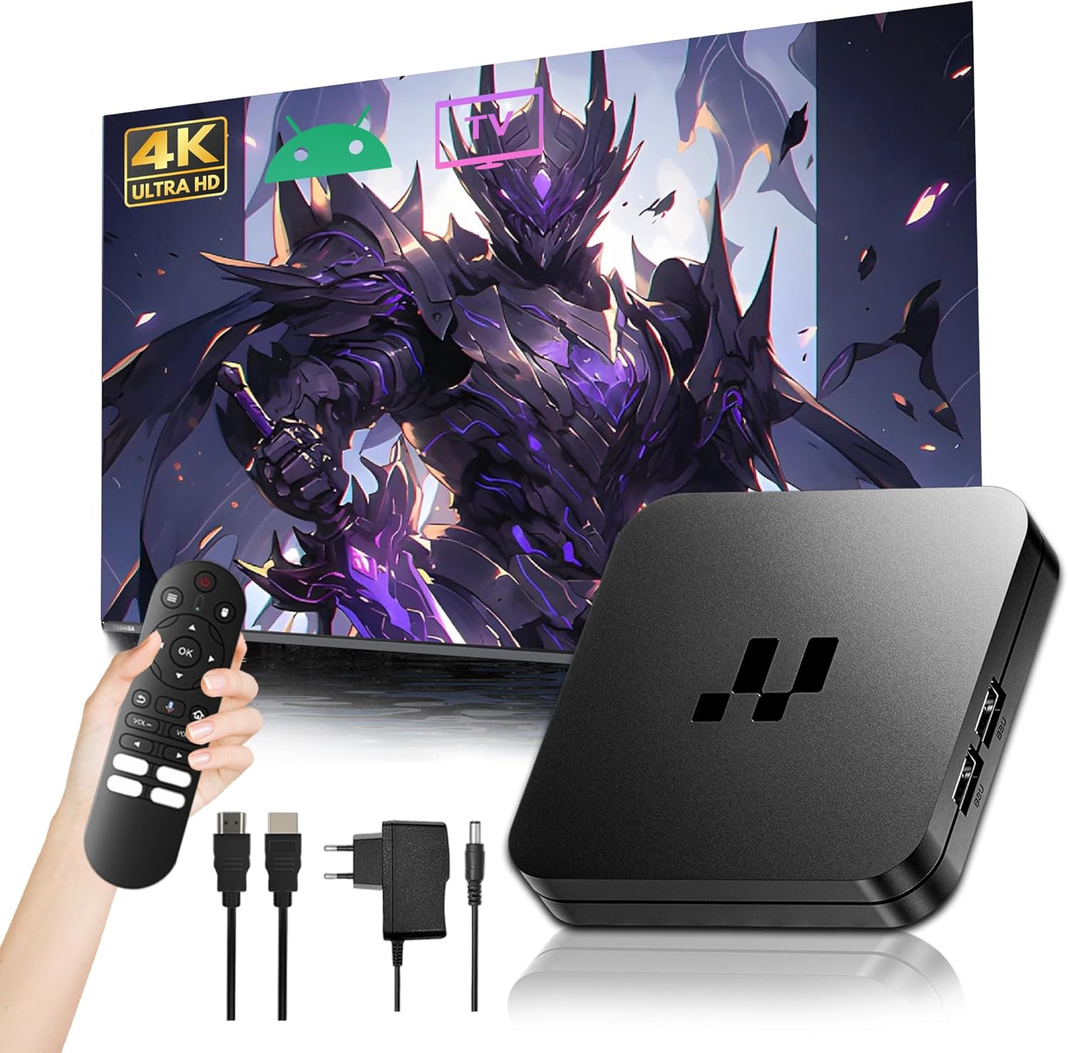 2026 Y1 Android 16.0 TV Box, 4K Ultra HD Smart Box for TV with 2.4GHz+5GHz WiFi, Internet Channel Box TV Device, S905 Chip, USB 2.0, Compact and Powerful (Bluetooth Voice Remote Control)