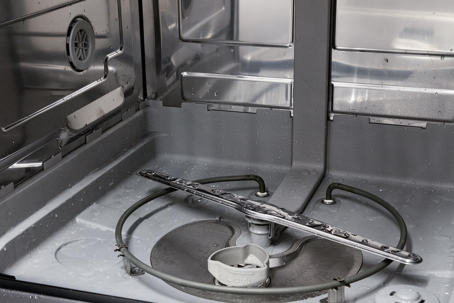 Sharp SDW6504MS Stainless Steel Dishwasher, 24-inch Pocket Handle, 52 dB, Hybrid Tub, 12 Place Settings, 5 Cycles, Heated Dry