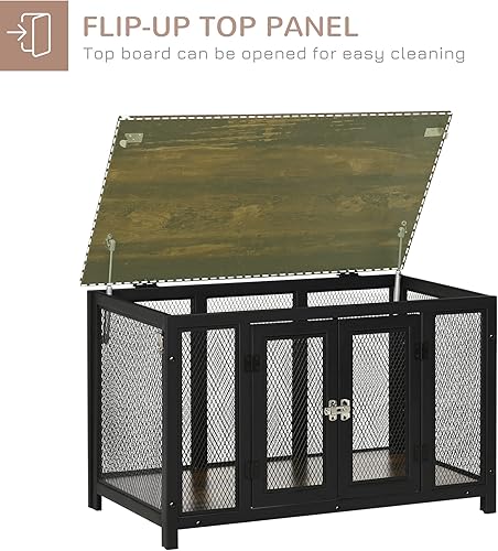 Miniatura 4 de PawHut Furniture Style - Jaula para perros con parte superior abierta, mesa auxiliar para perros grandes, jaula para cachorros para perros pequeños