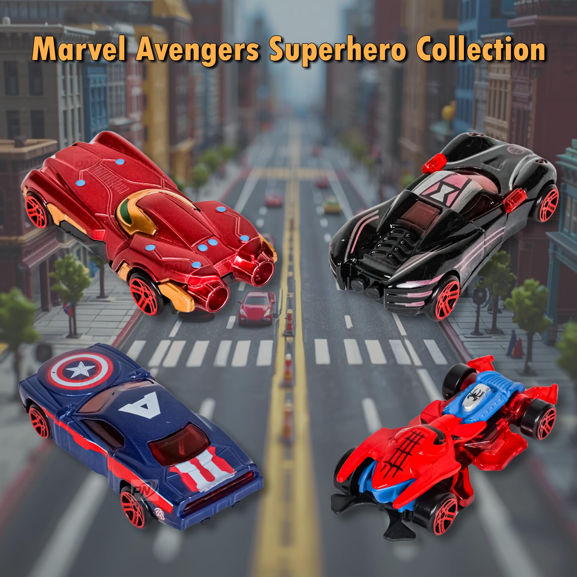 PN AVAN Mini Metal Die Cast Car Set of 4 Toy Vehicle Play Set Free Wheel High Speed Unbreakable, Small Racing for Exciting Playtime Adventures, Movie Vehicle Car for Kid (Set of 4) 1