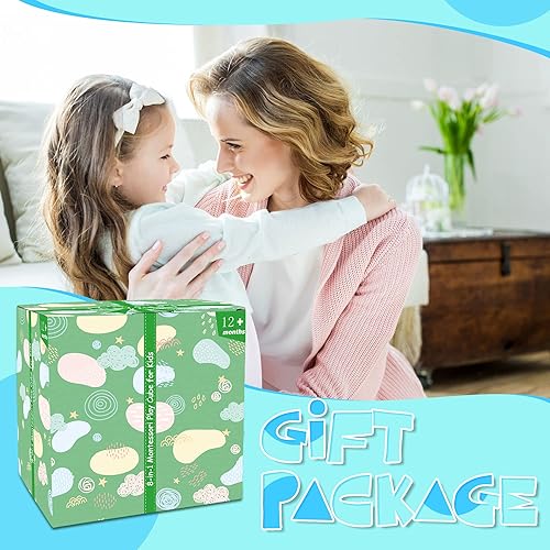 Miniatura 7 de WOODMAM Juguetes Montessori de madera para niños pequeños cubo de actividades 8 en 1 incluye caja permanente de objetos juego de cosecha de