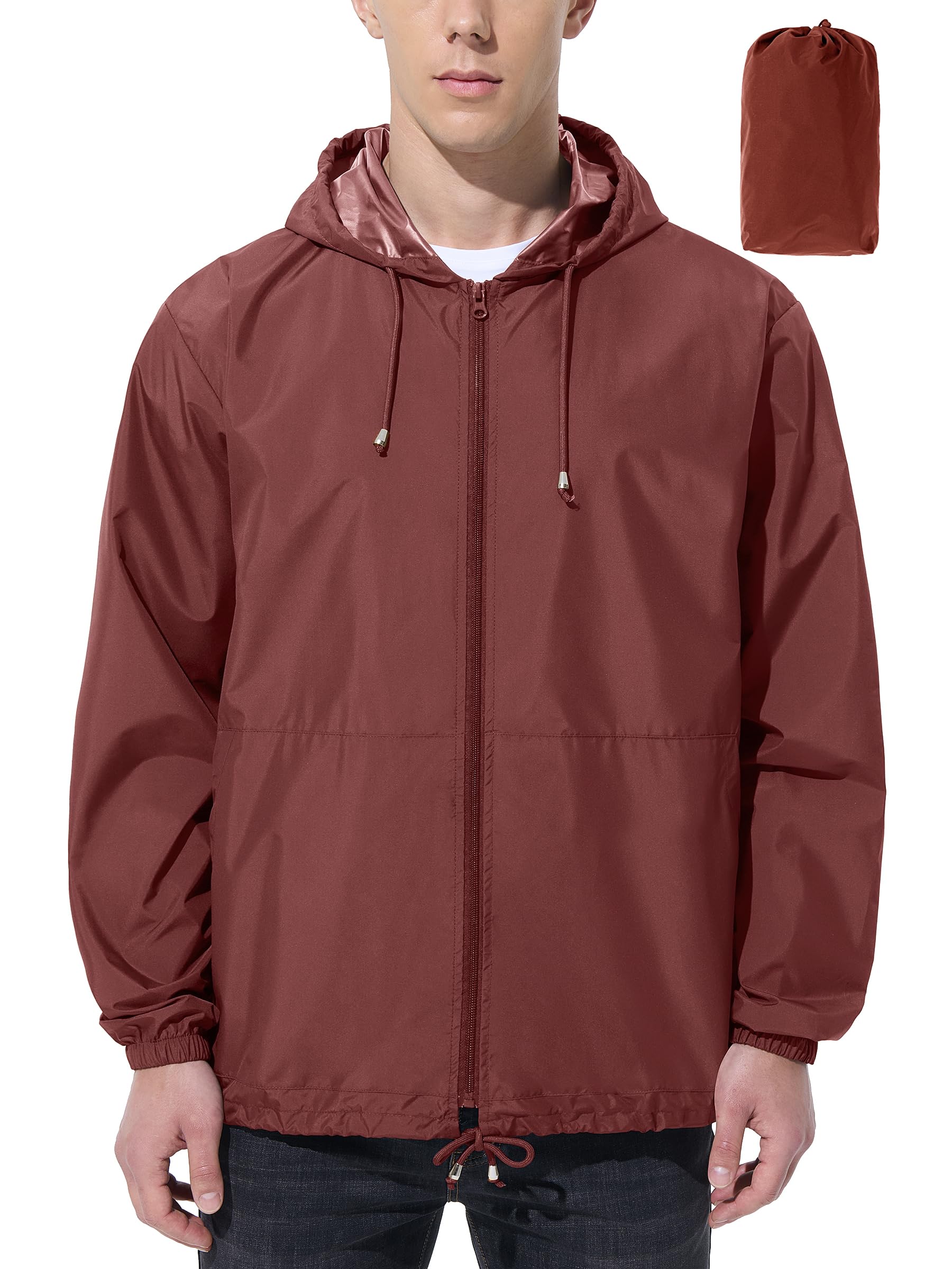 UIQUR Mens Rain Jacket Raincoat Windbreaker Running Waterproof Lightweight Packable with Hood Travel Hiking Cycling