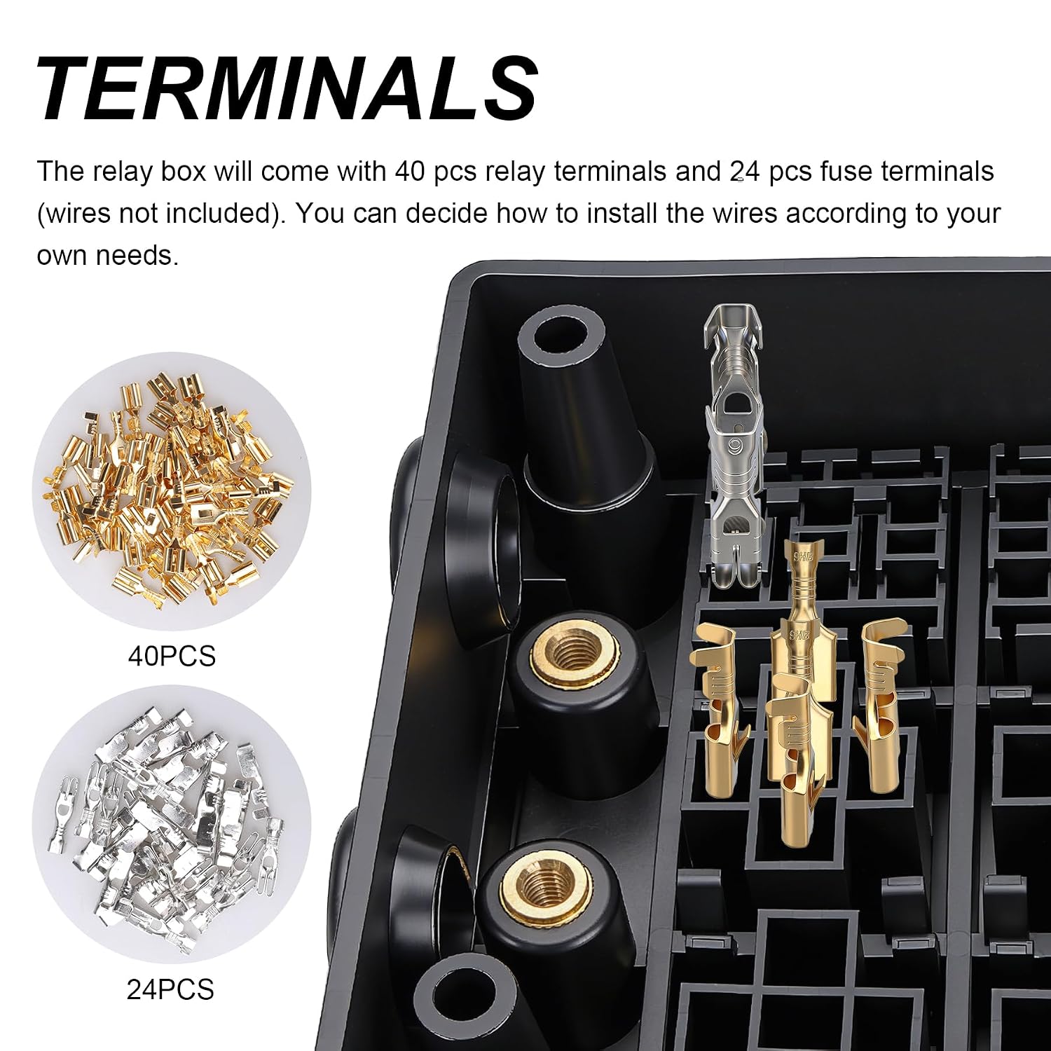 12V 12 Way Fuse Relay Box, 8 Relays and 12 ATC/ATO Blade Fuses Slots, Compatible with 4-Pin 5-Pin 40A Relay, for Cars Truck Marine Boat Jeep (Box)