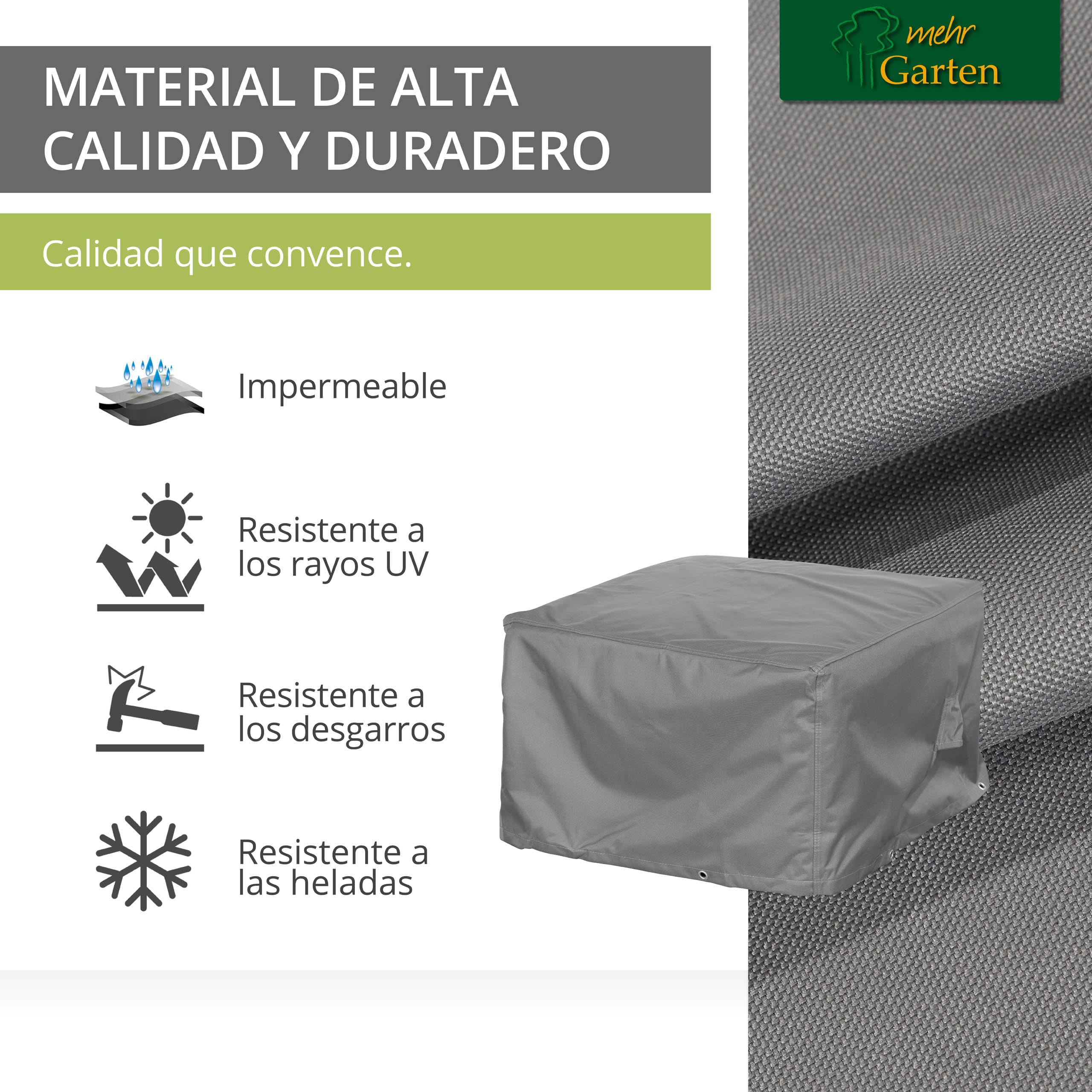 Funda protectora para mesa de centro de jardín | 85 x 85 x 45 cm | Poliéster tejido Oxford 600D, color: gris