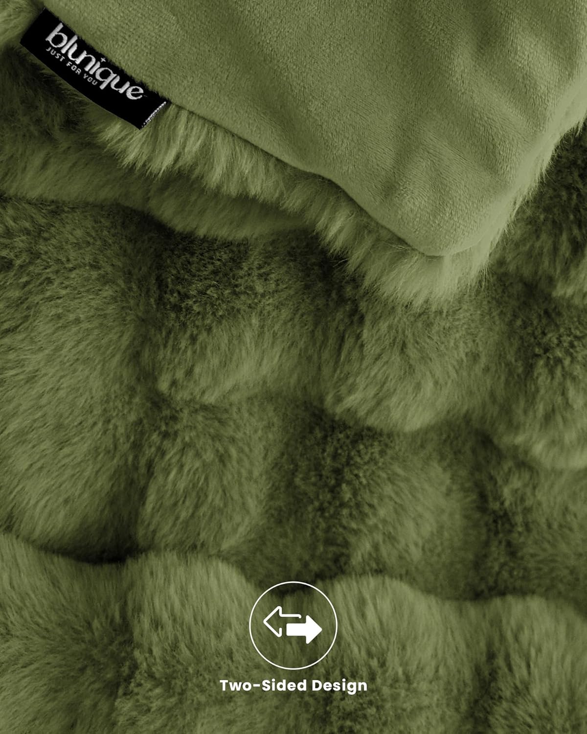 Ultra Soft Cozy Faux Fur Throw Blanket, Fuzzy Plush Thick Bubble Blanket, Oversize Luxury Fluffy Blanket for Couch, Bed, and Living Room, 60x80 Inches, Green - Image 6