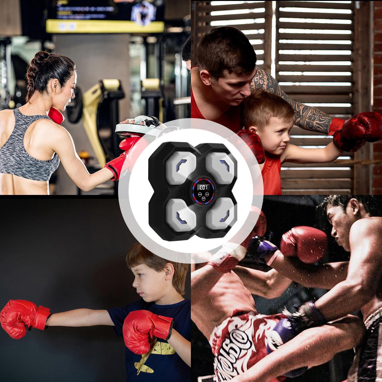 Entrenador Inteligente De Boxeo - Equipo Interactivo De Gimnasio Interior,Dispositivo De Entrenamiento De Perforación Inteligente De Música,Para Jóvenes Adolescentes Familias Y Amigos Para Gimnasio