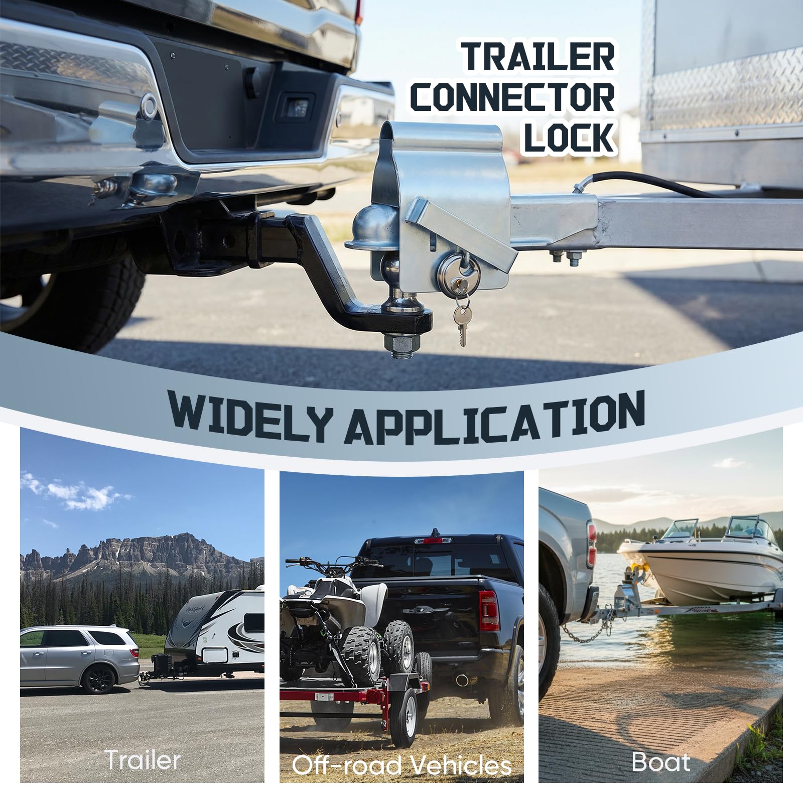 Universal Trailer Hitch Lock, Featuring Anti-Theft Security and Weatherproof Performance, Trailer Coupler Lock with Cover Design for Securing RV’s, Horse Trailers, Tool Trailers and More — view 7