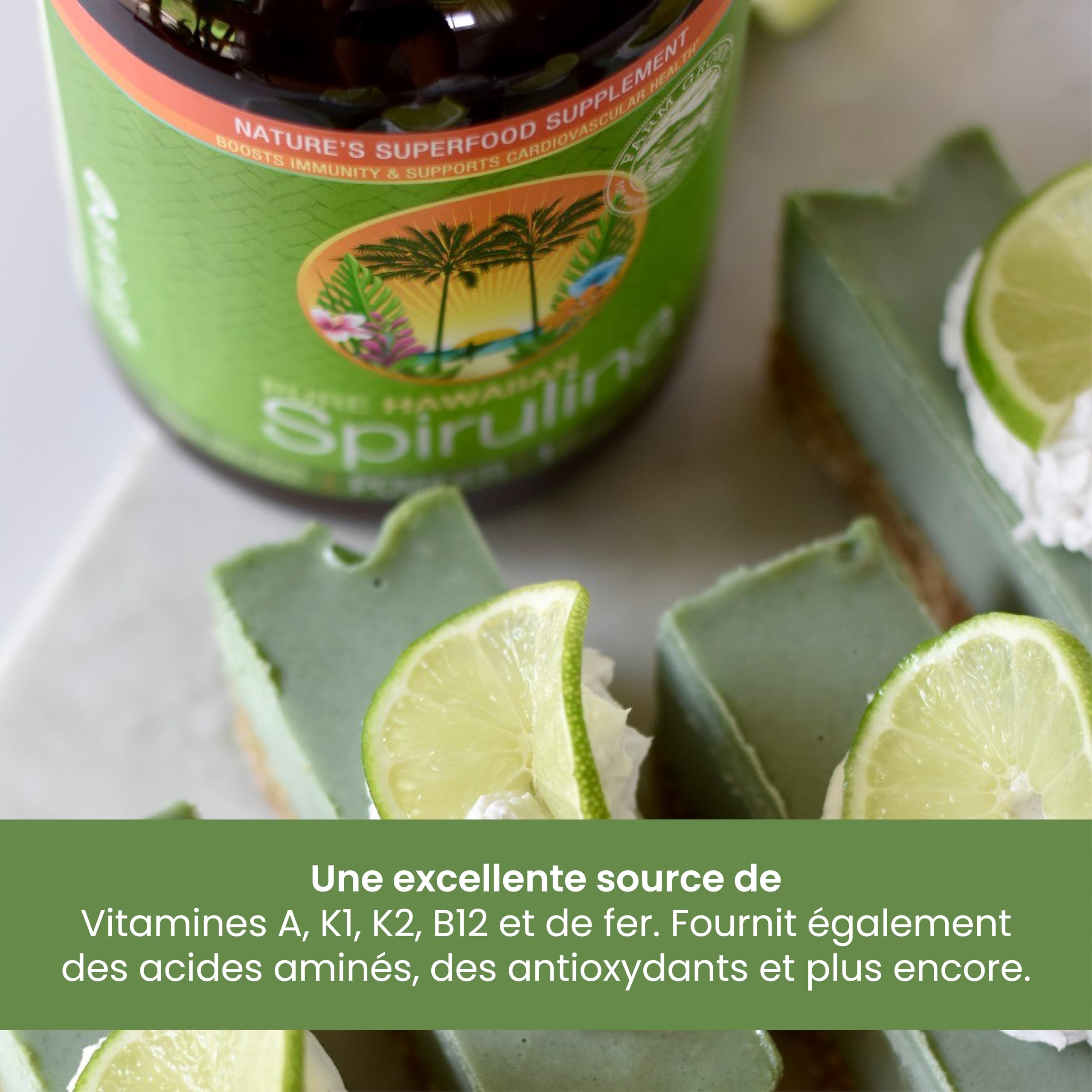Nutrex Hawaii, Pure Hawaiian Spirulina, 454 g Poudre Végétalienne, Sans Gluten, Sans Soja, Végétarien